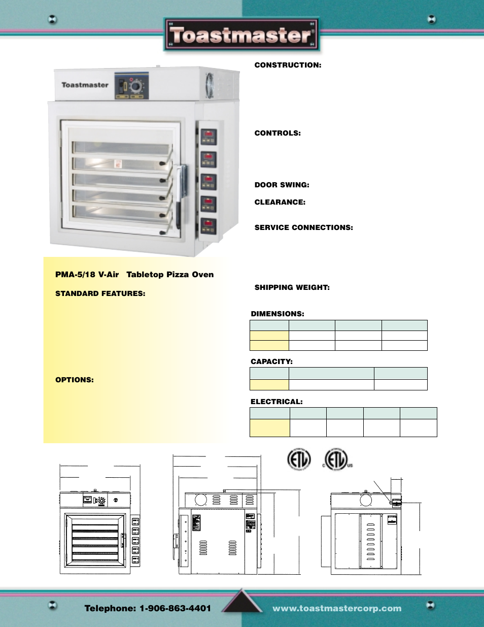Pizza equipment | Toastmaster SC-14 User Manual | Page 2 / 11