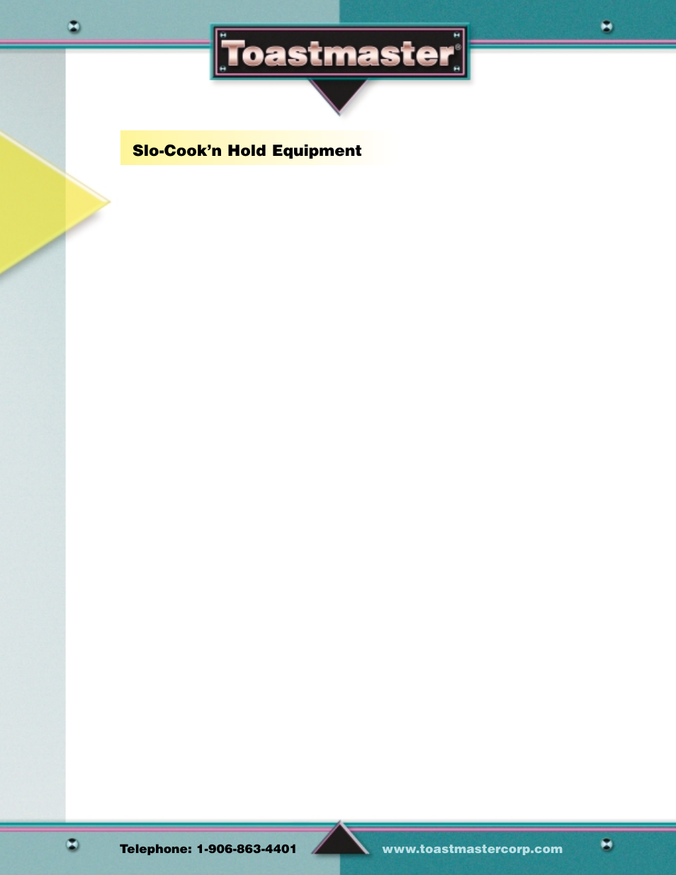 Slo-cook’n hold, Slo-cook’n hold equipment | Toastmaster SC-14 User Manual | Page 6 / 11