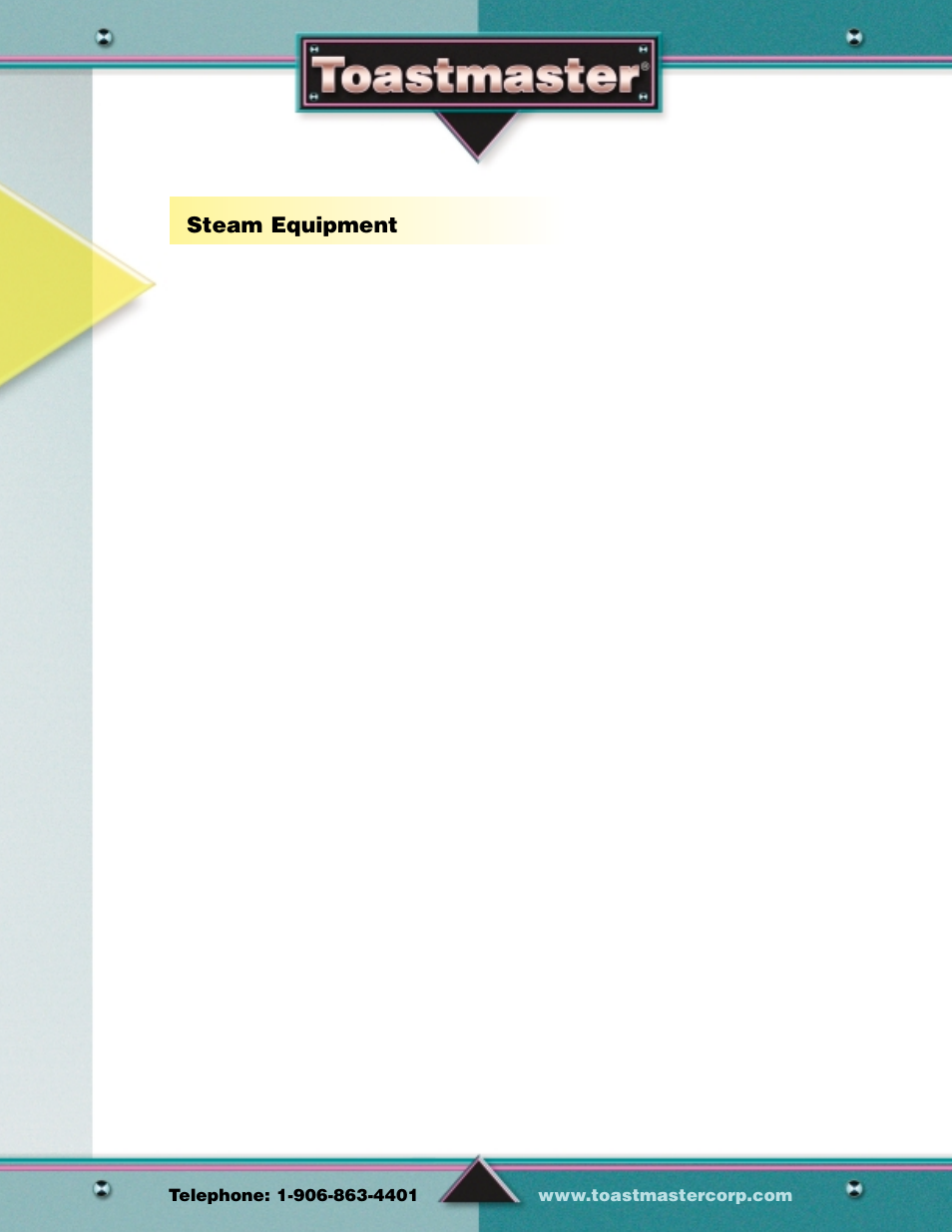 Steam equipment | Toastmaster SC-14 User Manual | Page 9 / 11