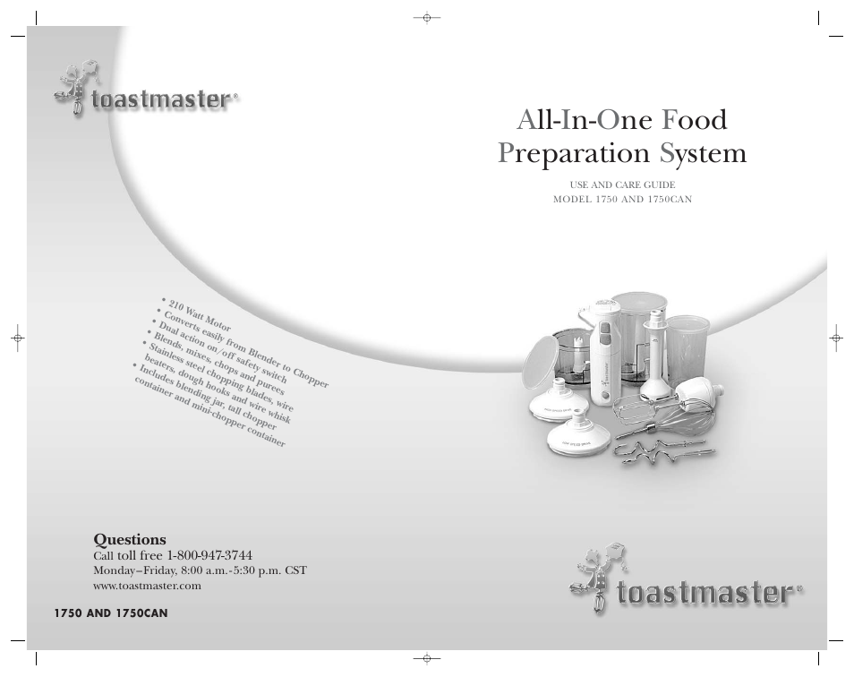 Toastmaster 1750 User Manual | 25 pages