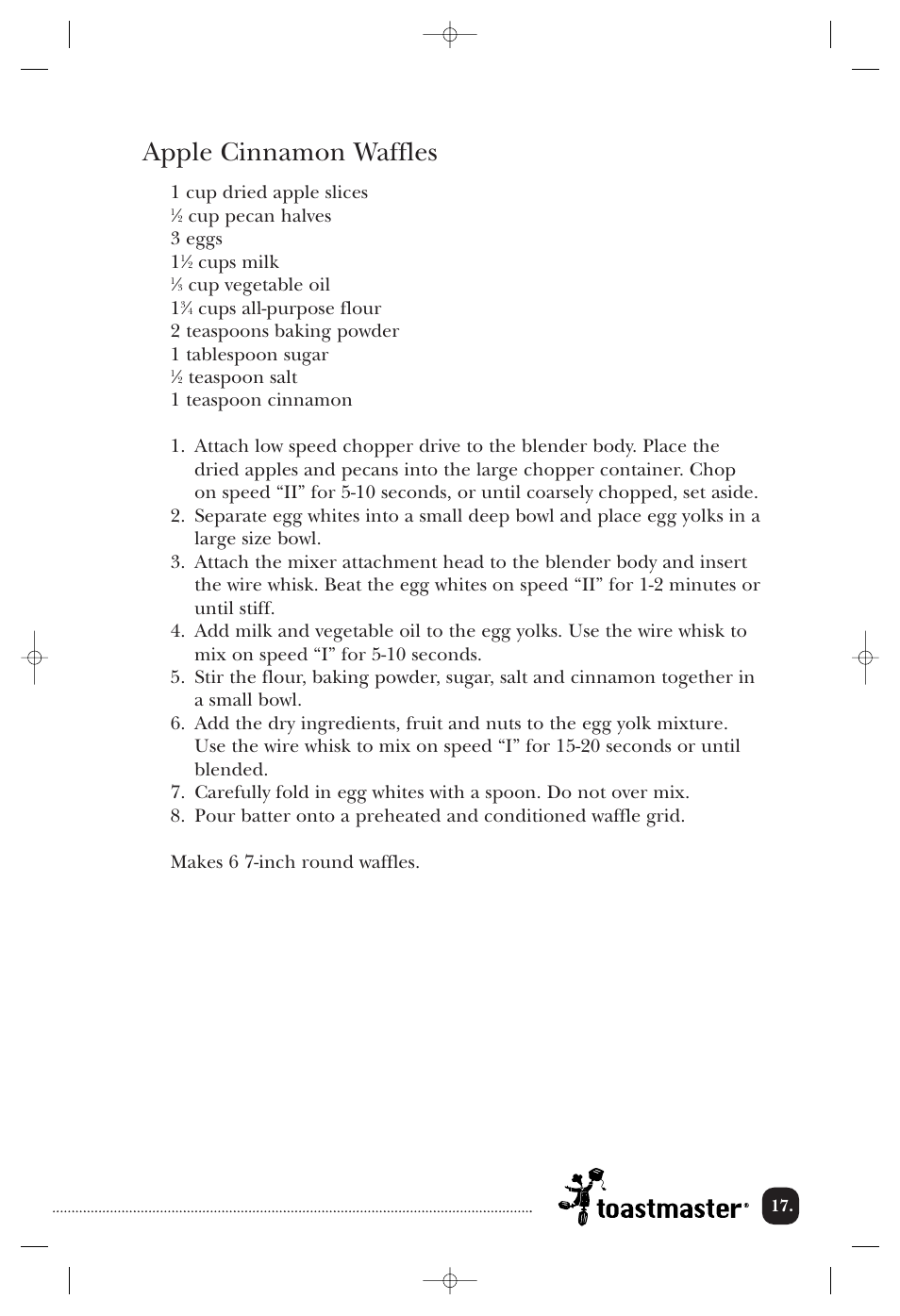 Apple cinnamon waffles | Toastmaster 1750 User Manual | Page 18 / 25