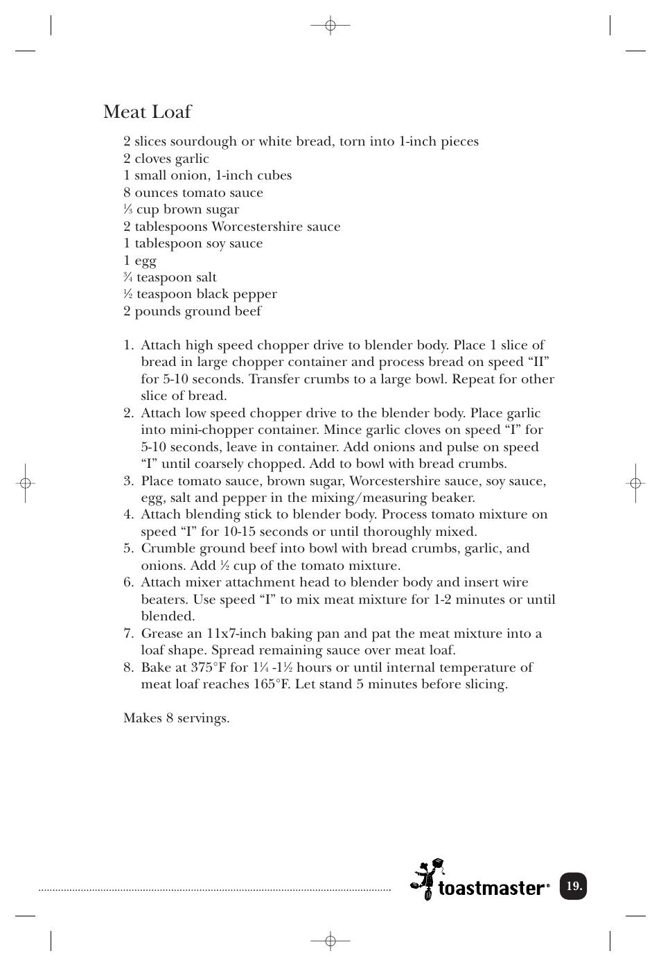 Meat loaf | Toastmaster 1750 User Manual | Page 20 / 25