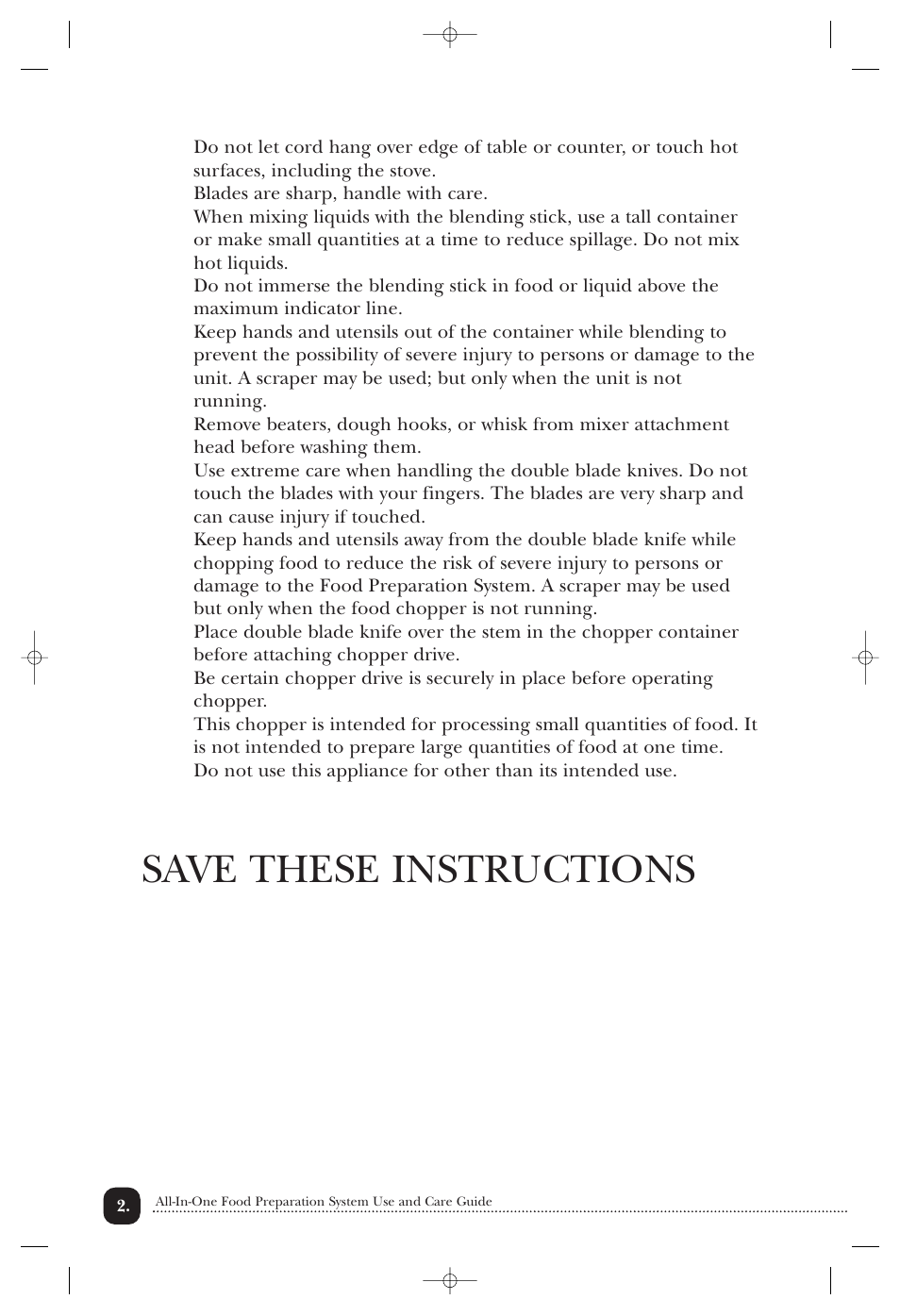 Save these instructions | Toastmaster 1750 User Manual | Page 3 / 25