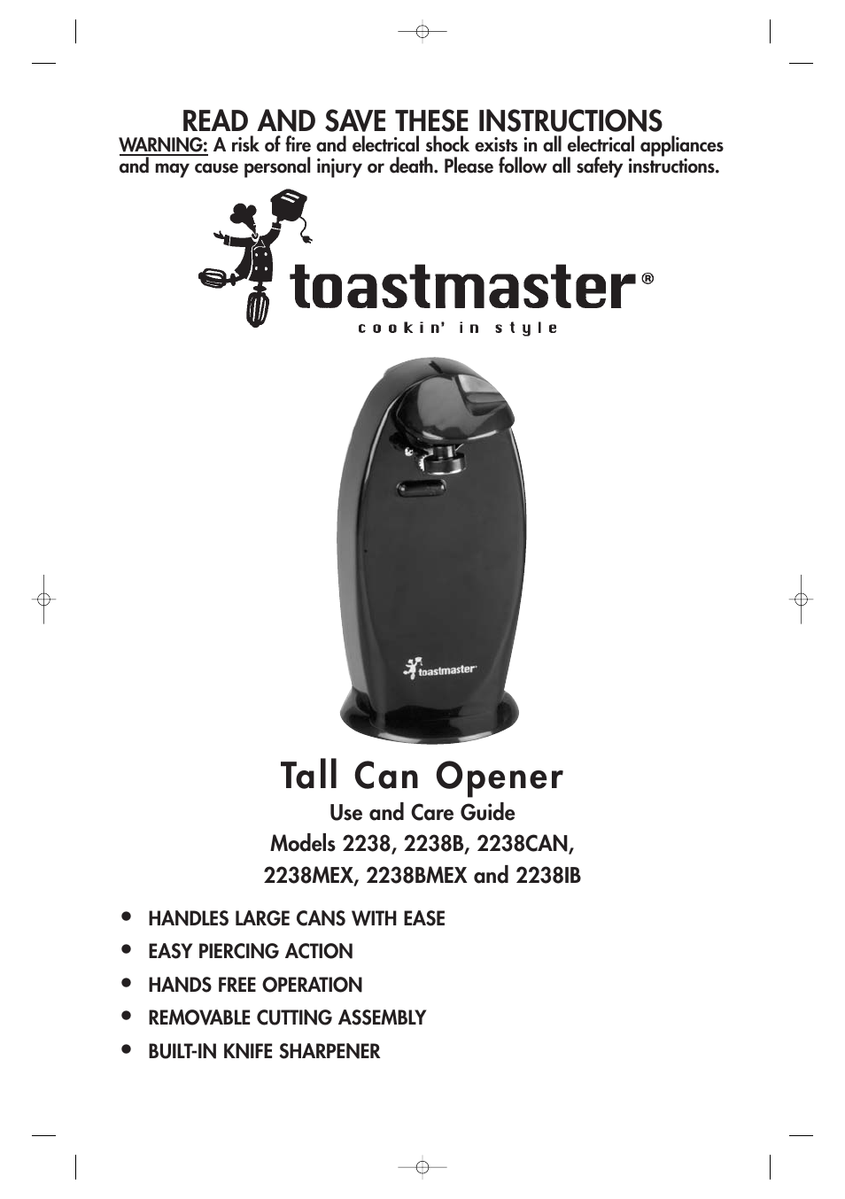 Toastmaster 2238 User Manual | 6 pages