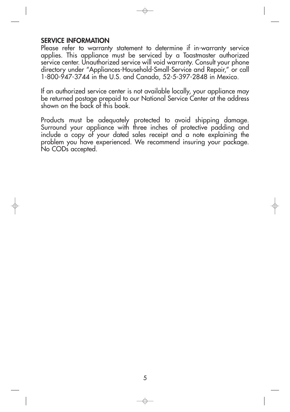 Toastmaster 2238 User Manual | Page 5 / 6