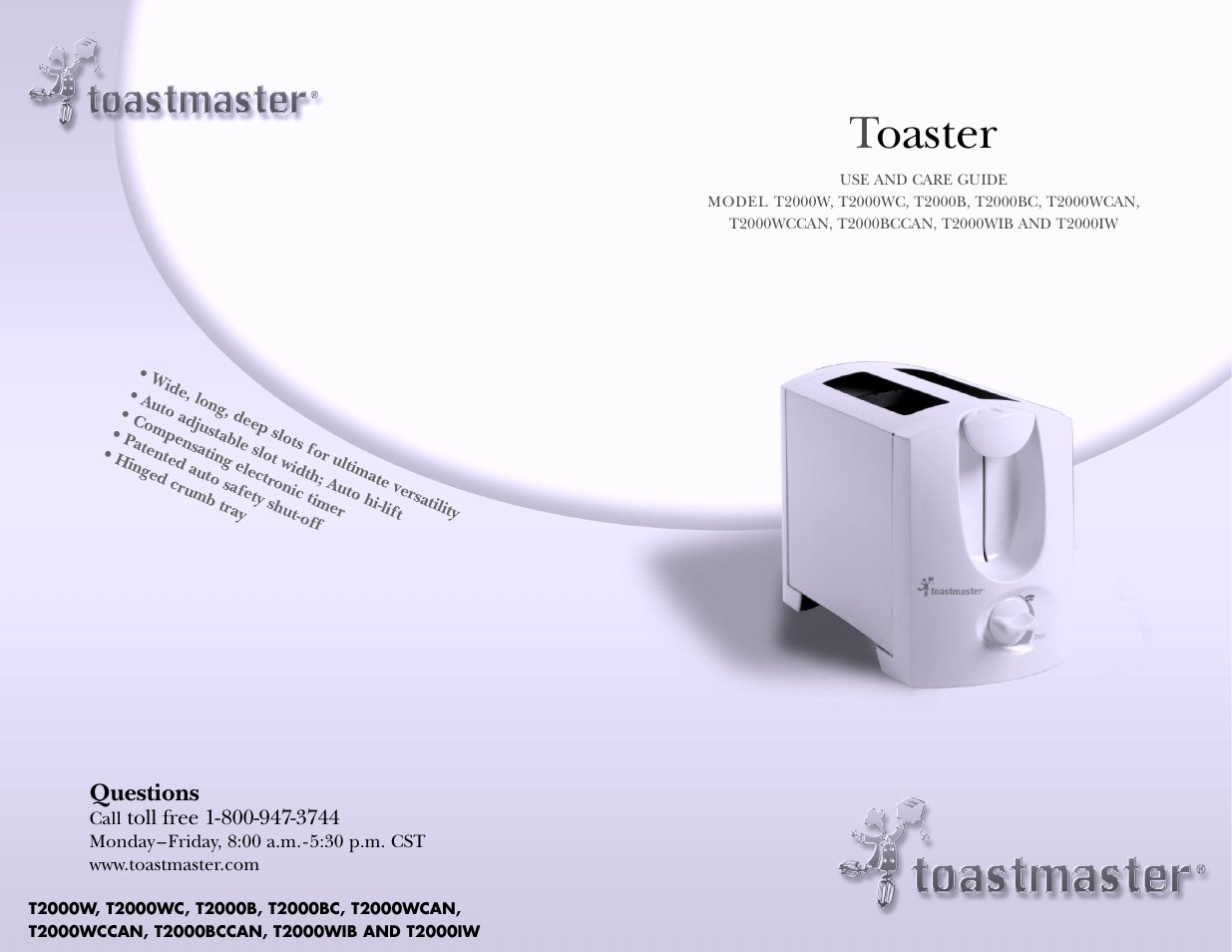 Toaster | Toastmaster T2000W User Manual | Page 9 / 9