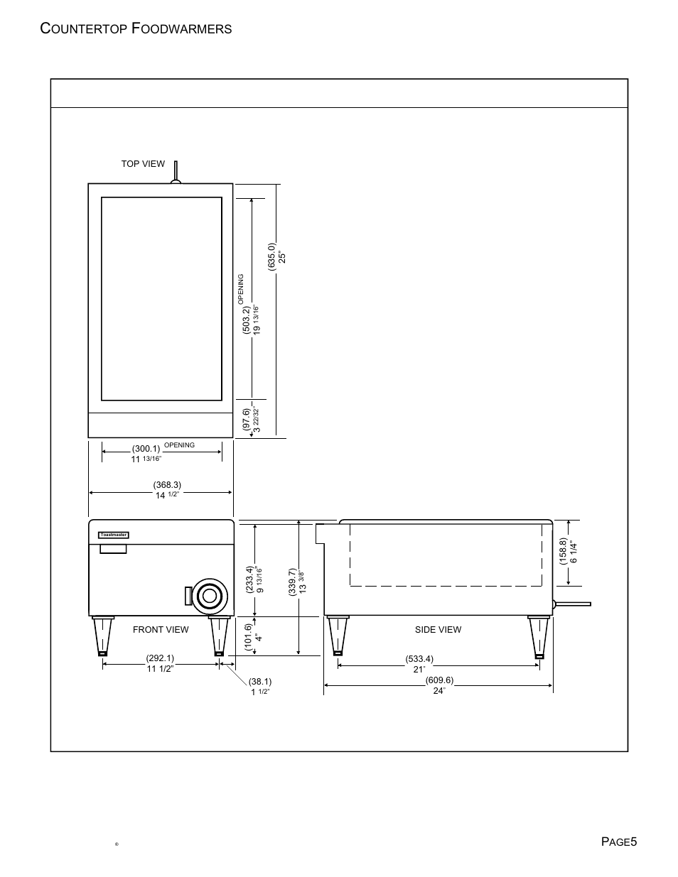 Model 1523, Ountertop, Oodwarmers p | Toastmaster TECF1527 User Manual | Page 6 / 16