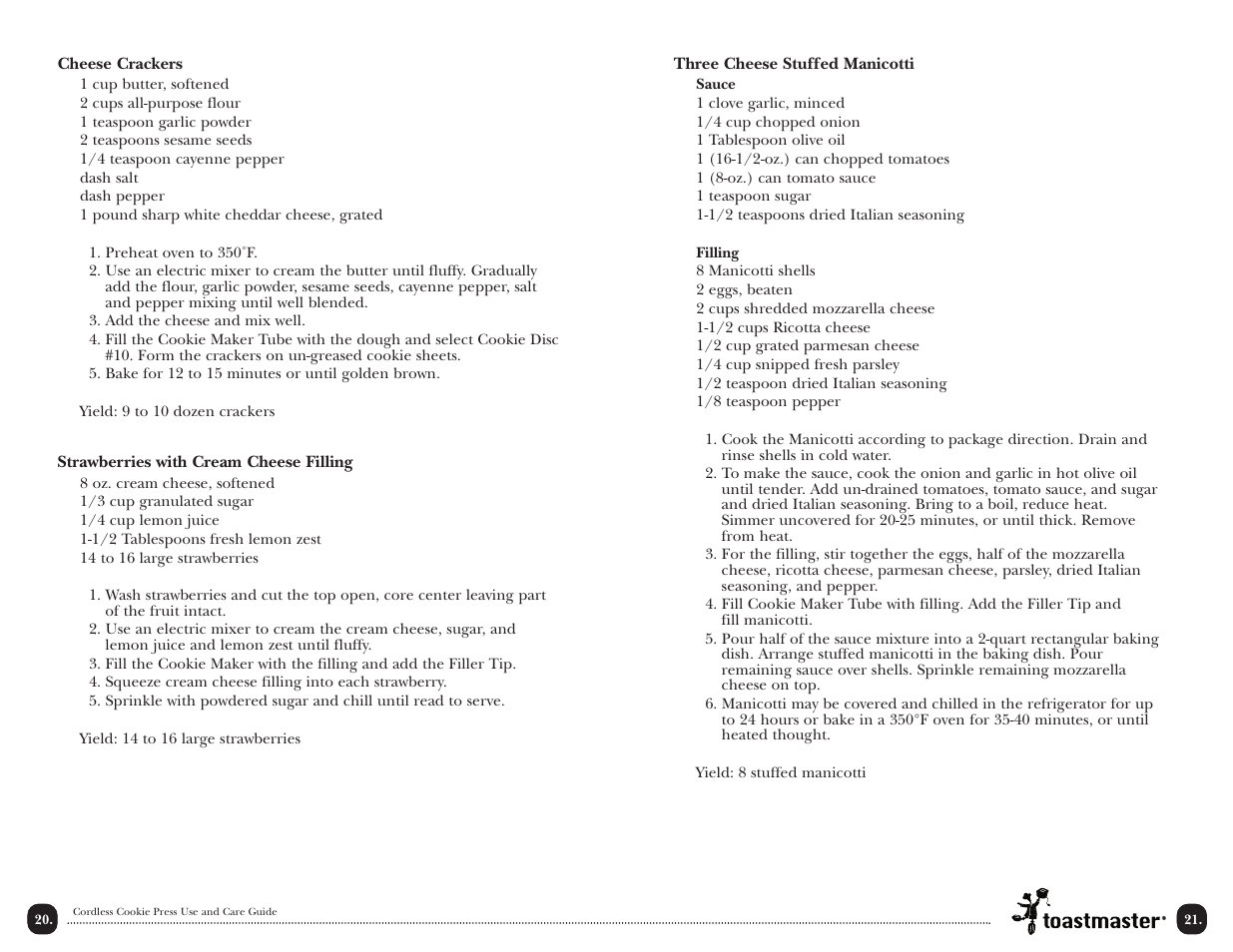 Toastmaster TMCKM2S User Manual | Page 22 / 30