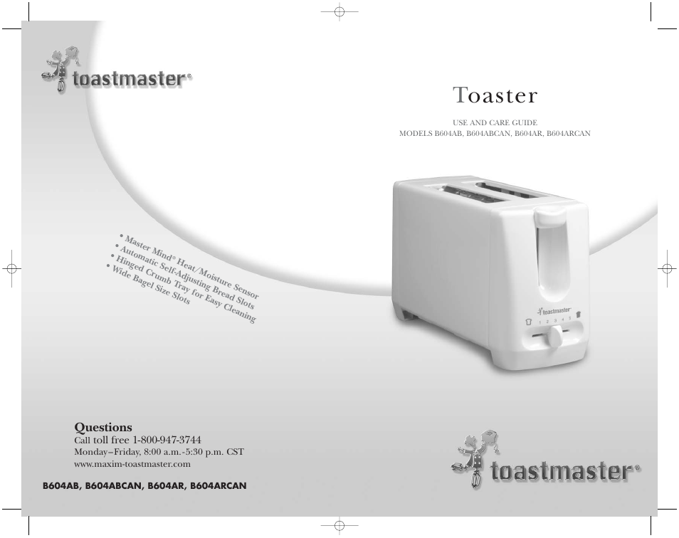 Toastmaster B604ABCAN User Manual | 9 pages