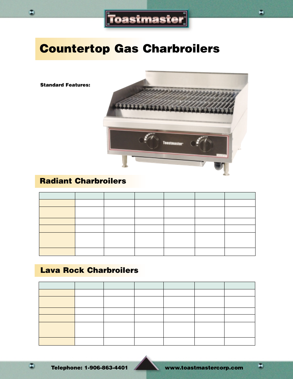 Countertop gas charbroilers, Radiant charbroilers lava rock charbroilers, Charbroilers | Toastmaster Toaster and Oven User Manual | Page 16 / 64