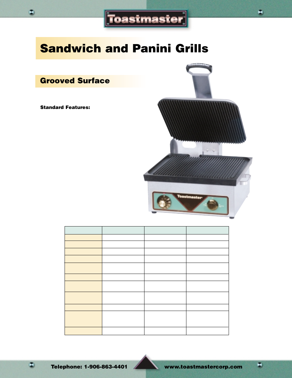 Sandwich and panini grills, Grooved surface, Grills | Toastmaster Toaster and Oven User Manual | Page 24 / 64