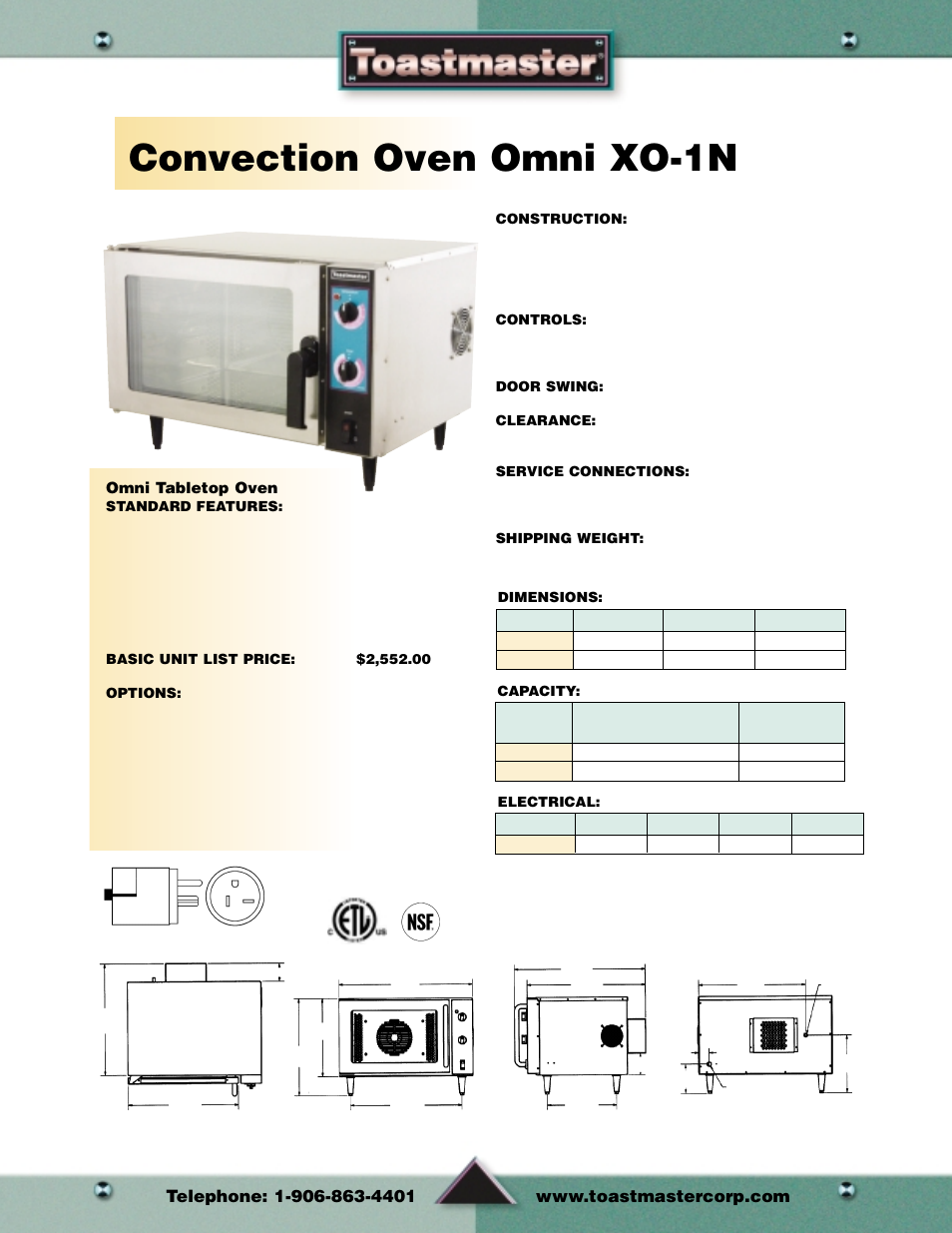Convection oven omni xo-1n, Convection oven | Toastmaster Toaster and Oven User Manual | Page 26 / 64