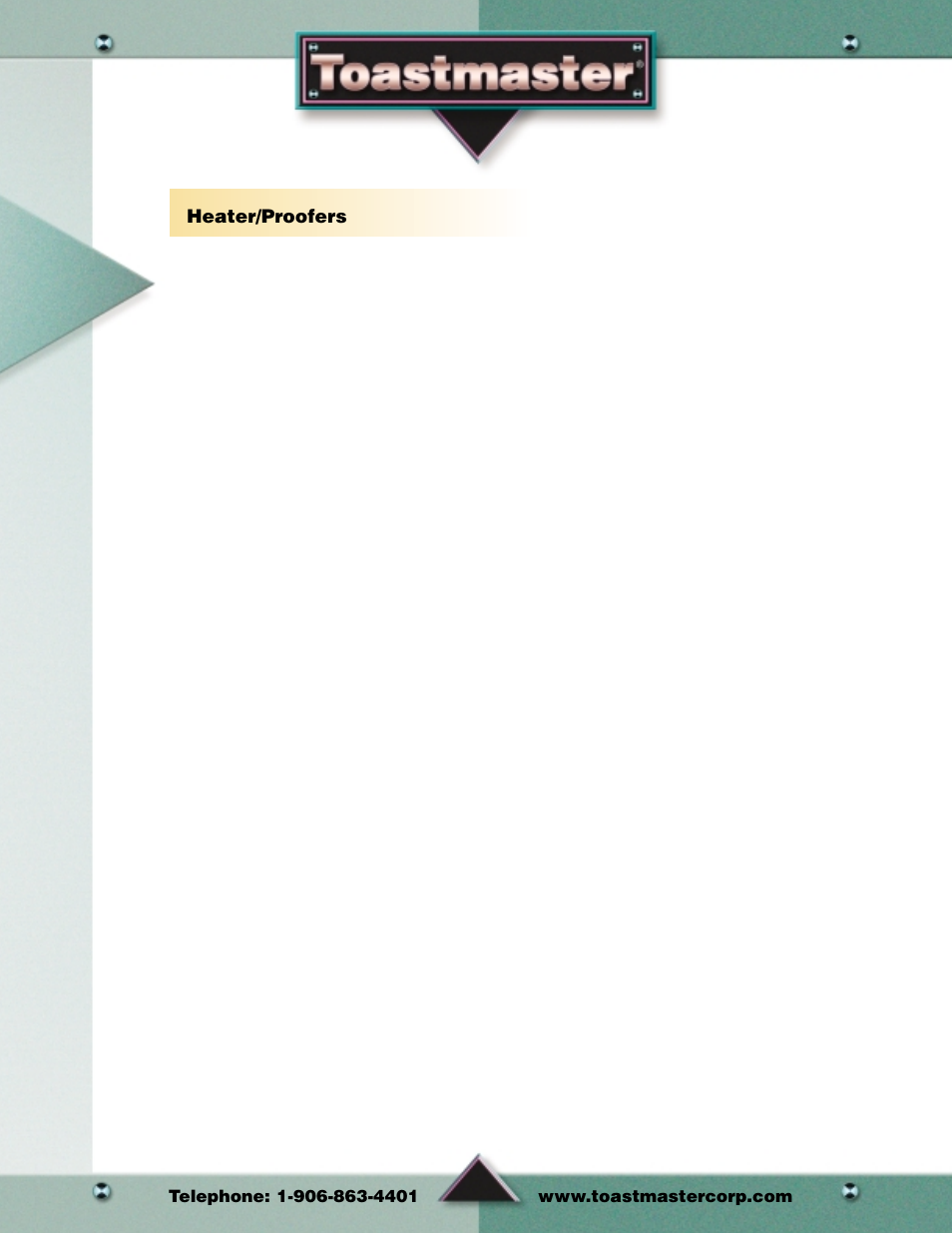 Toastmaster pg38-49, Heater/proofers | Toastmaster Toaster and Oven User Manual | Page 40 / 64