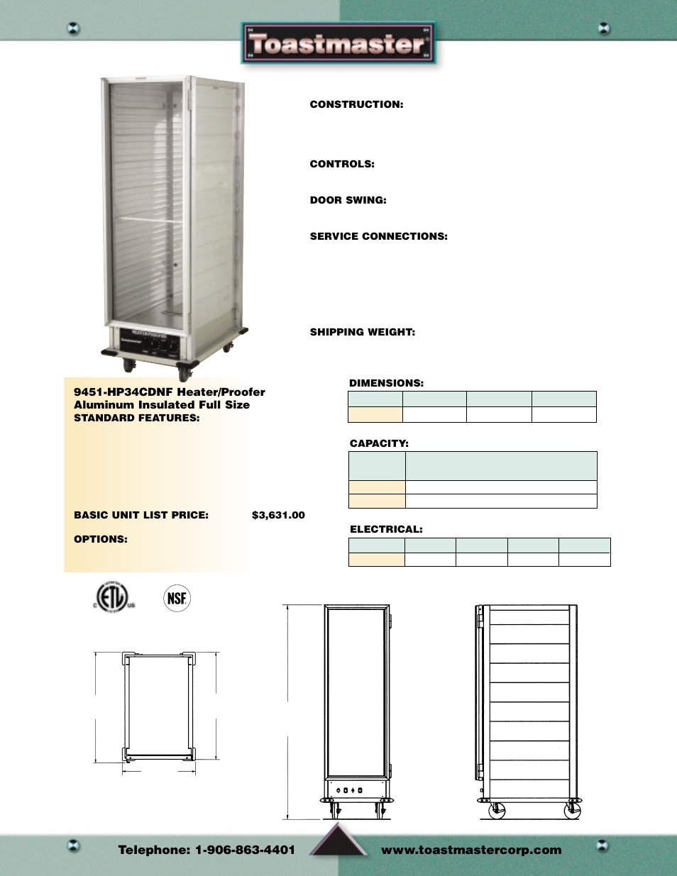 Heater/proofers | Toastmaster Toaster and Oven User Manual | Page 41 / 64