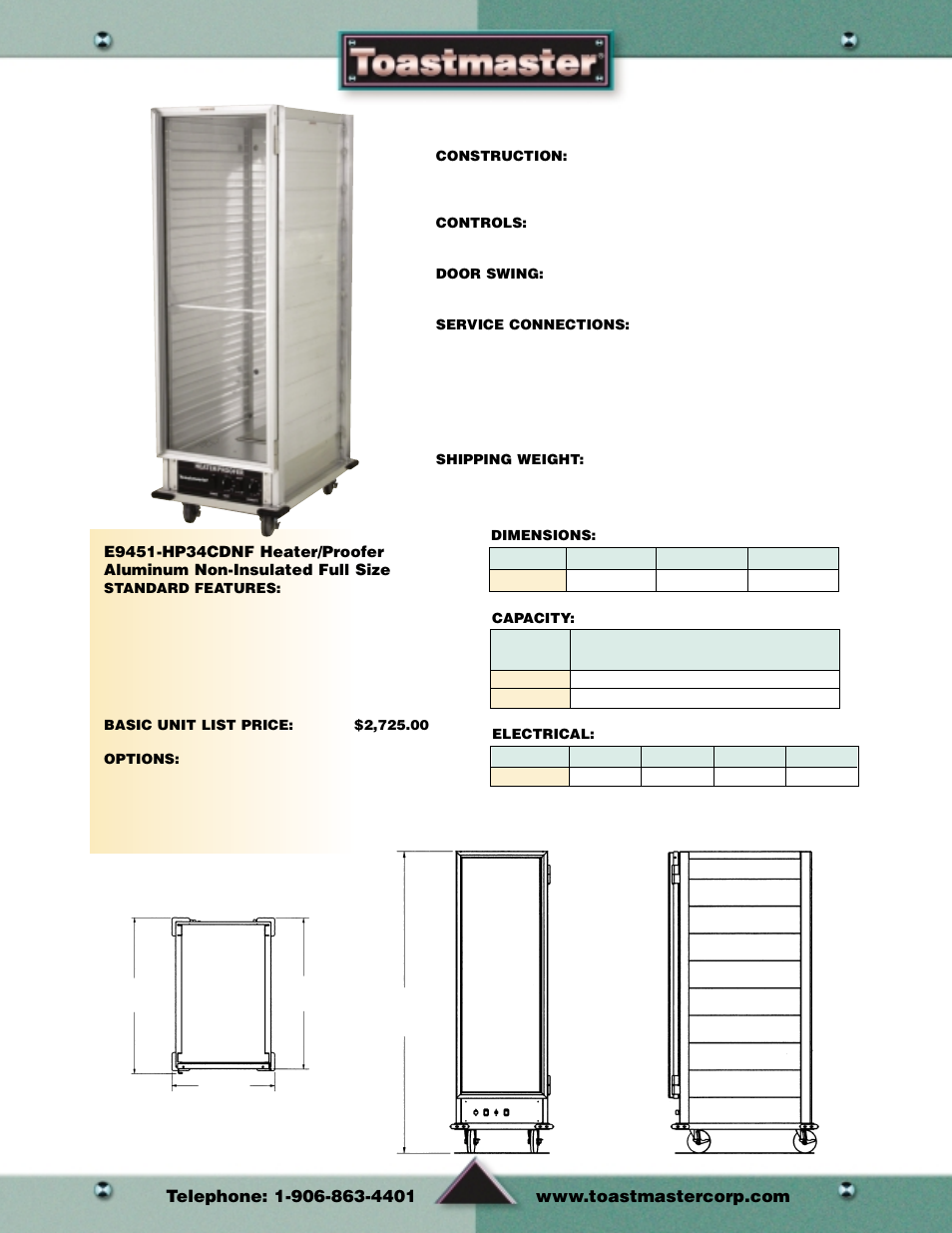 Heater/proofers | Toastmaster Toaster and Oven User Manual | Page 45 / 64