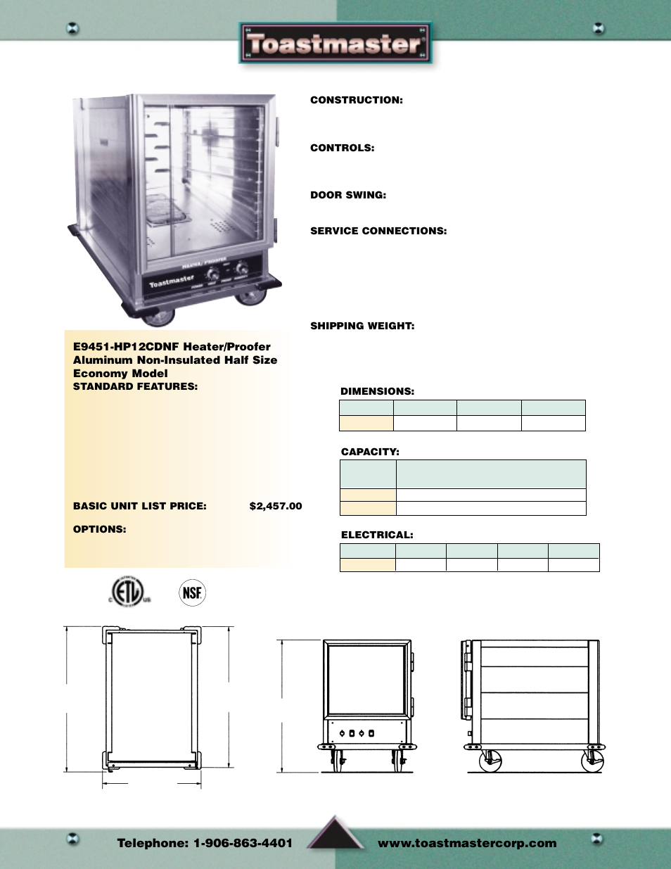 Heater/proofers | Toastmaster Toaster and Oven User Manual | Page 46 / 64