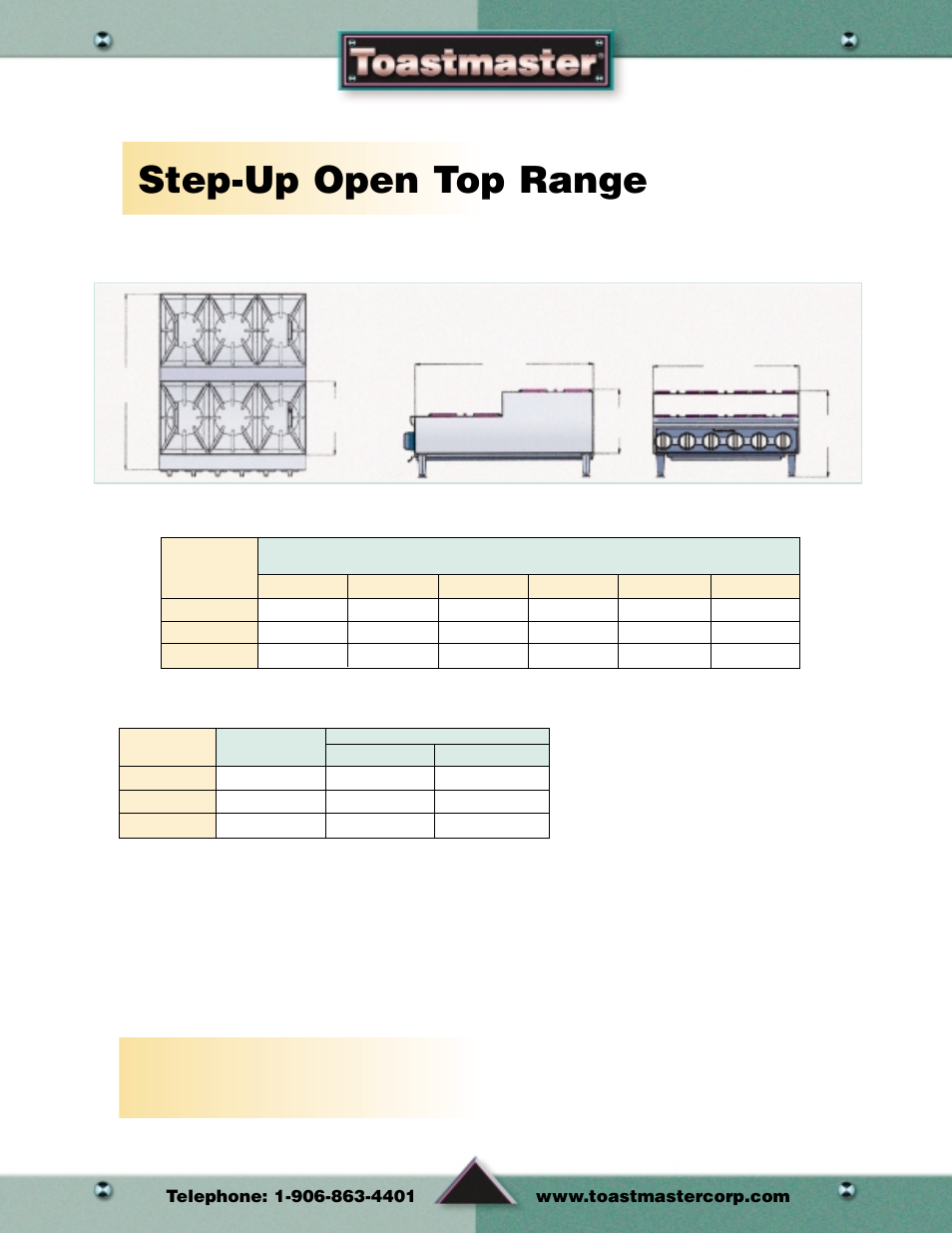 Step-up open top range, Step-up open top | Toastmaster Toaster and Oven User Manual | Page 55 / 64