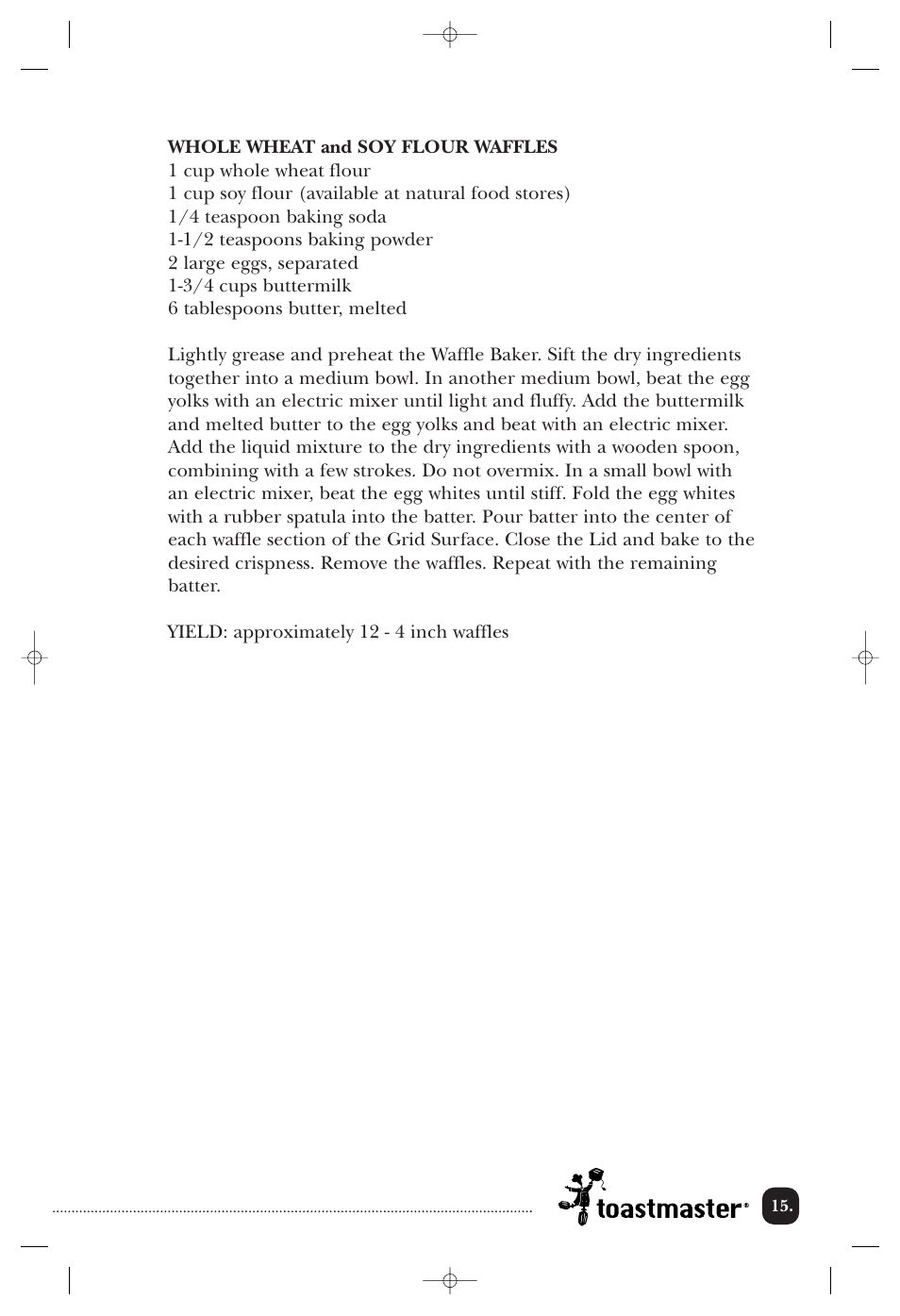 Toastmaster TWB4BELCAN User Manual | Page 16 / 22