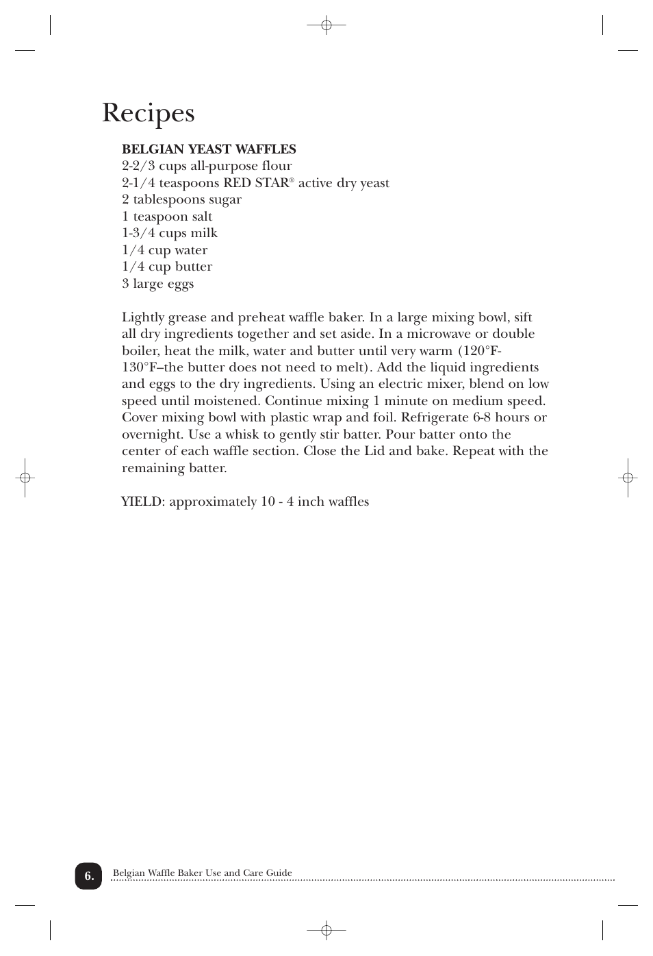 Recipes | Toastmaster TWB4BELCAN User Manual | Page 7 / 22