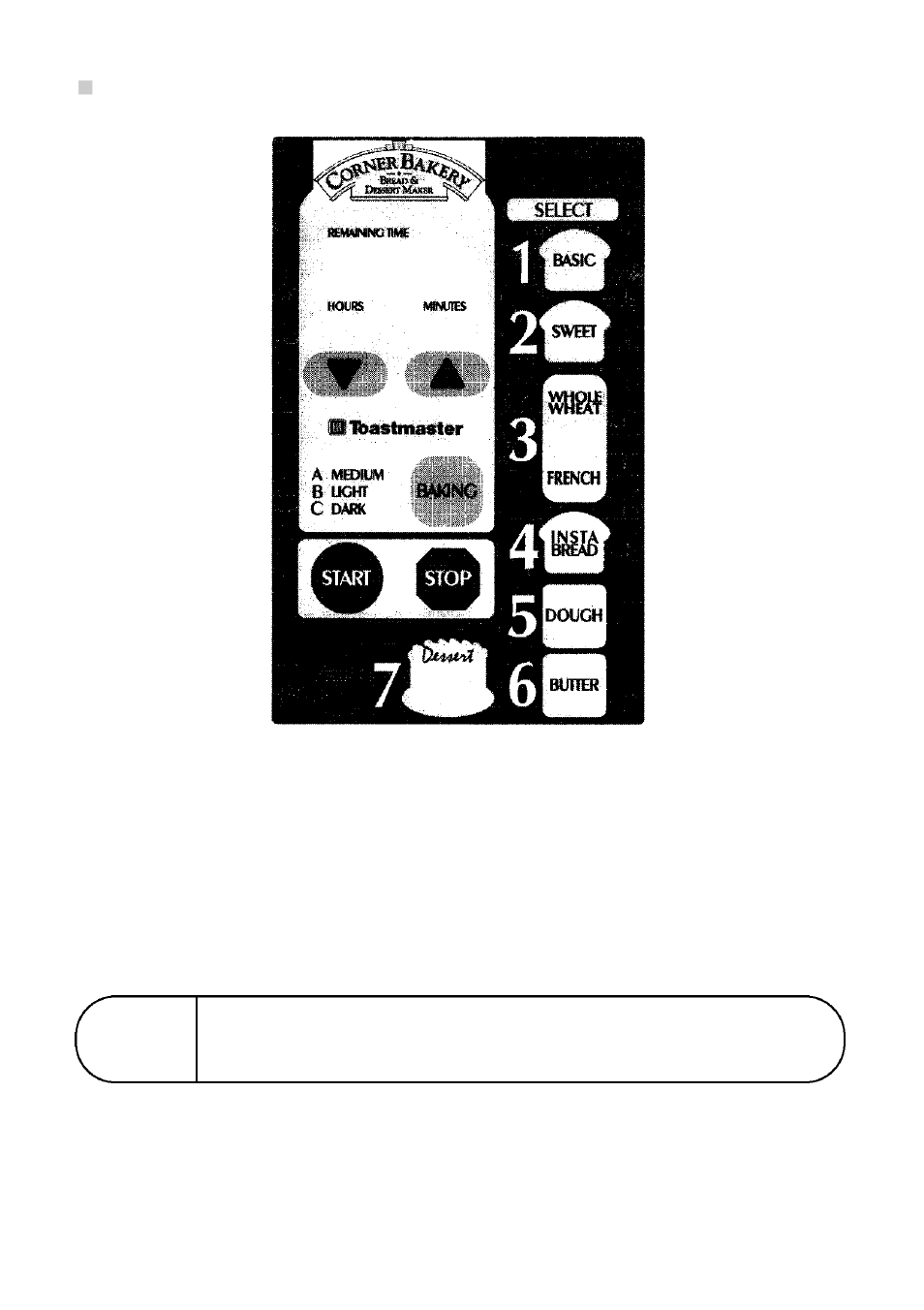 Control panel | Toastmaster 1183 User Manual | Page 6 / 24