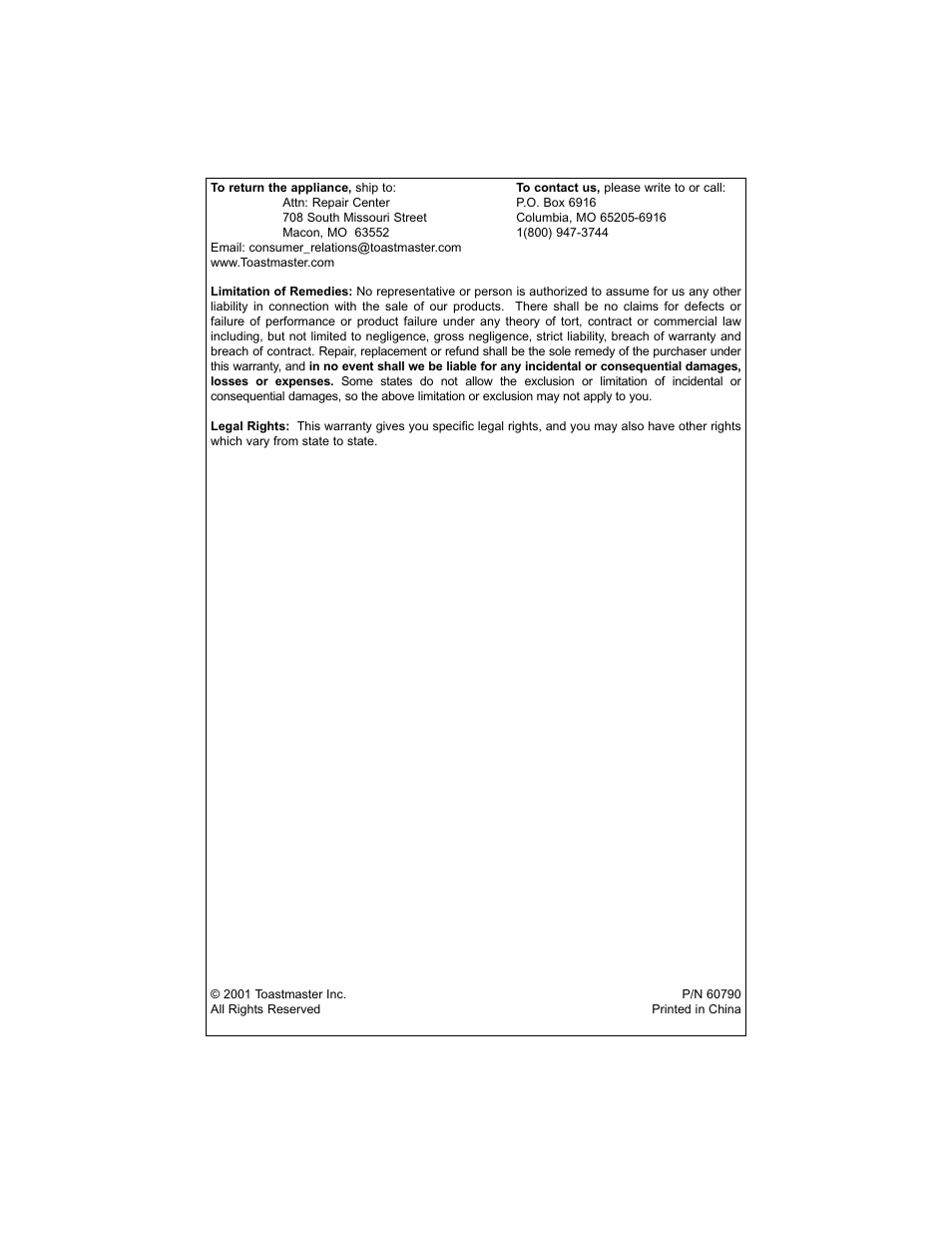 Toastmaster TTS2 User Manual | Page 7 / 24