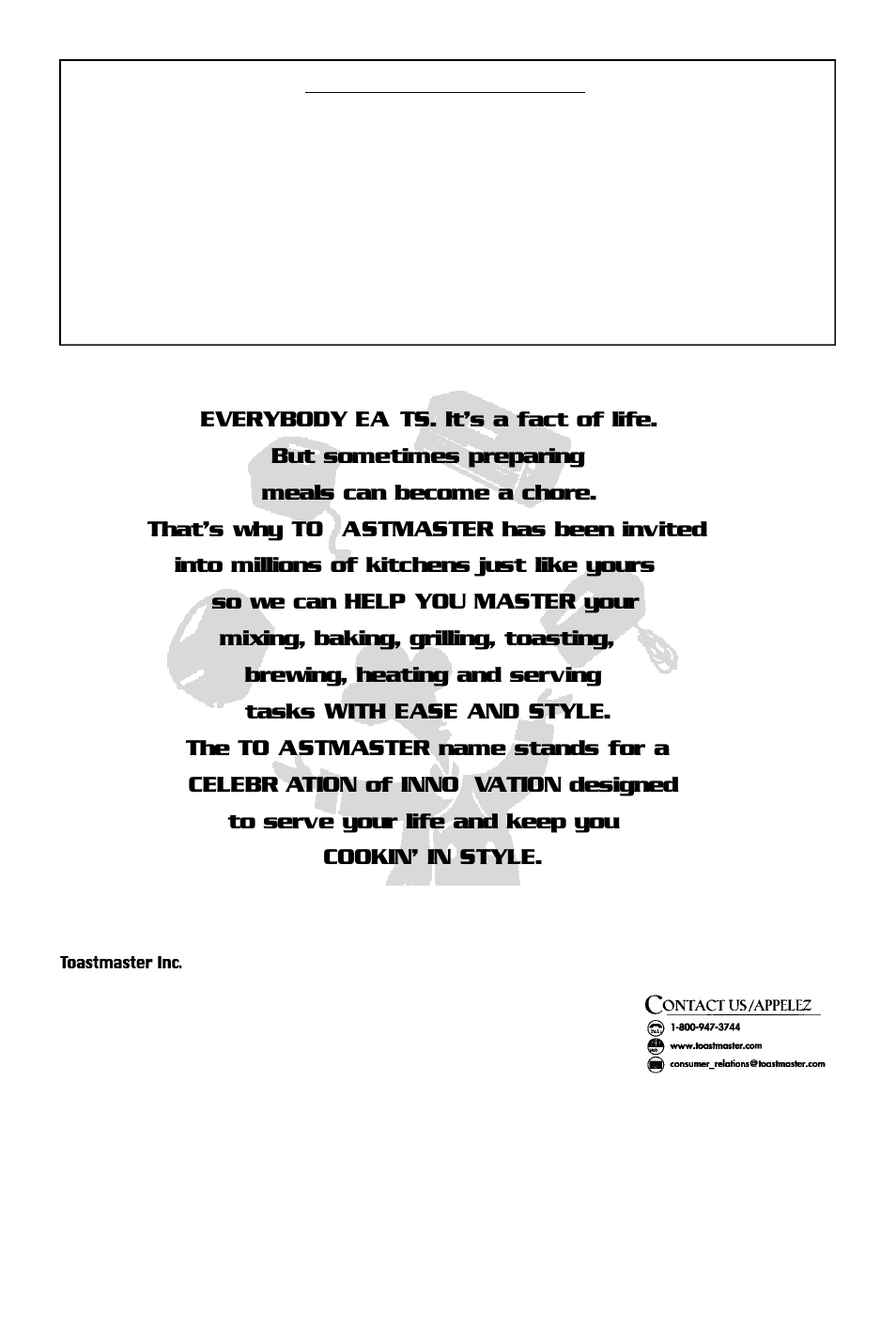 Limited one-year guarantee | Toastmaster tbr2 User Manual | Page 56 / 56