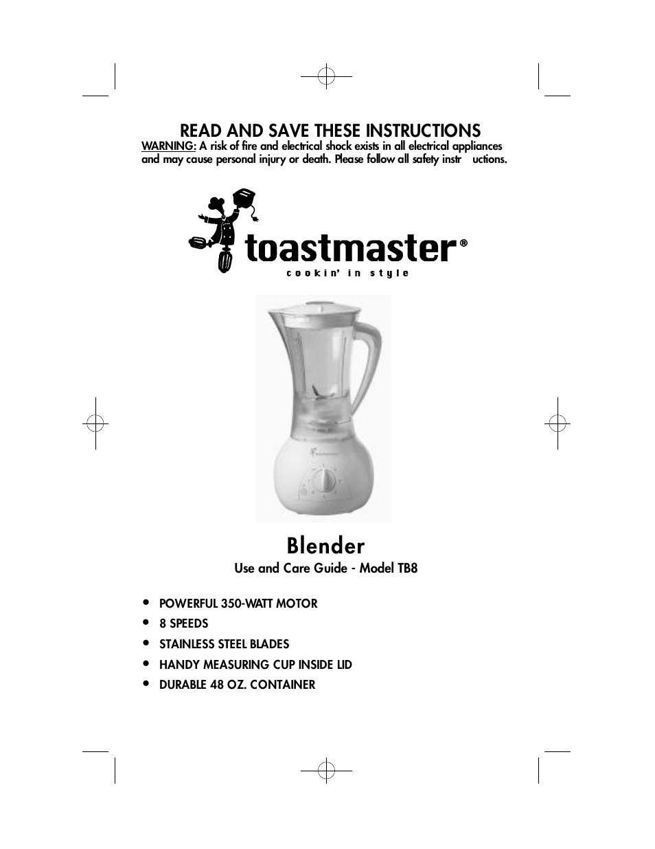 Toastmaster TB8 User Manual | 19 pages
