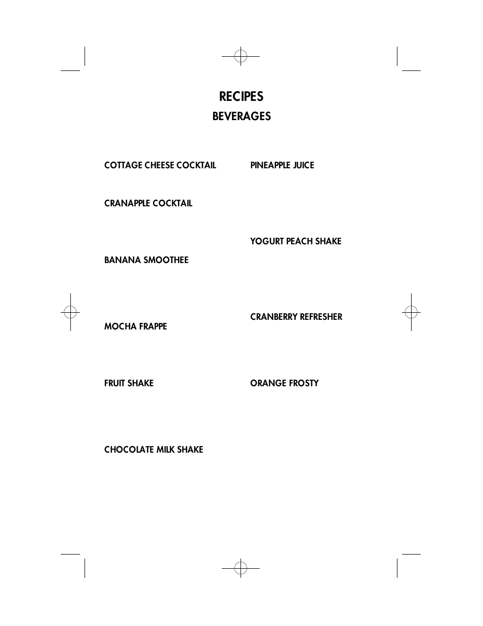 Recipes, Beverages | Toastmaster TB8 User Manual | Page 9 / 19