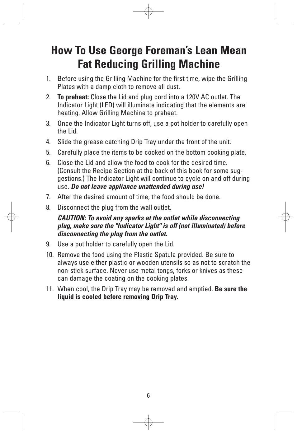 Toastmaster GRV160S User Manual | Page 6 / 16