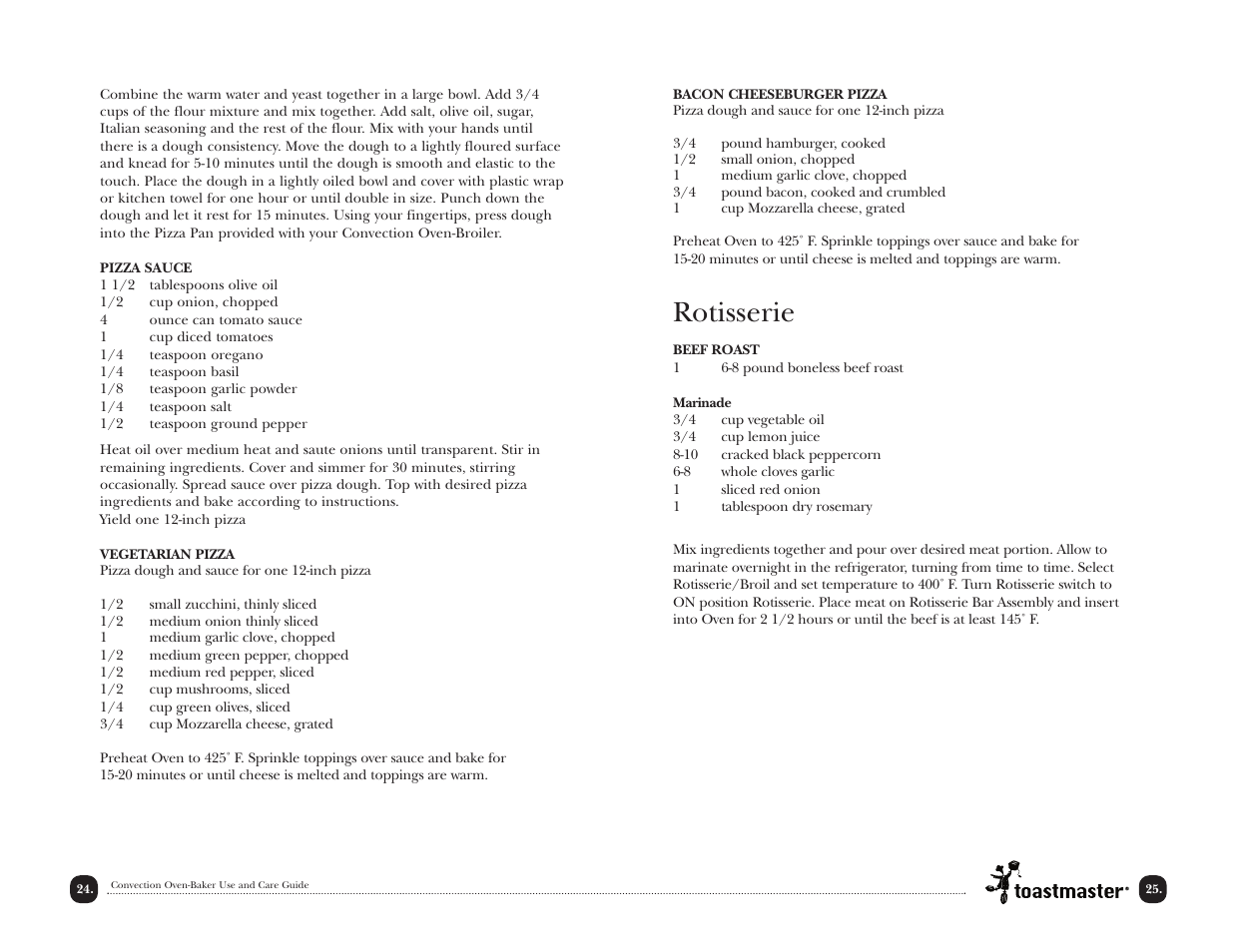 Rotisserie | Toastmaster TCOV6RCAN User Manual | Page 25 / 33