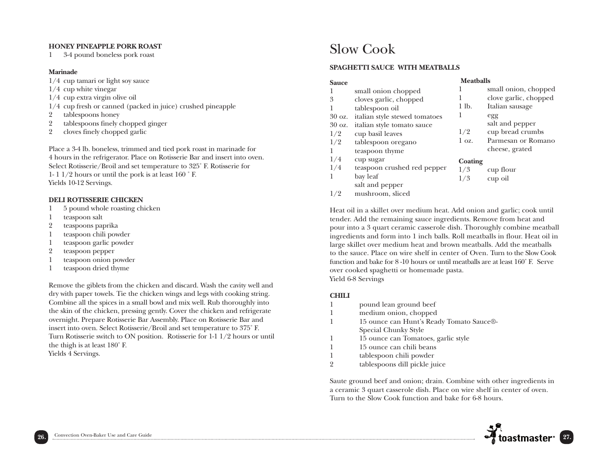 Slow cook | Toastmaster TCOV6RCAN User Manual | Page 27 / 33