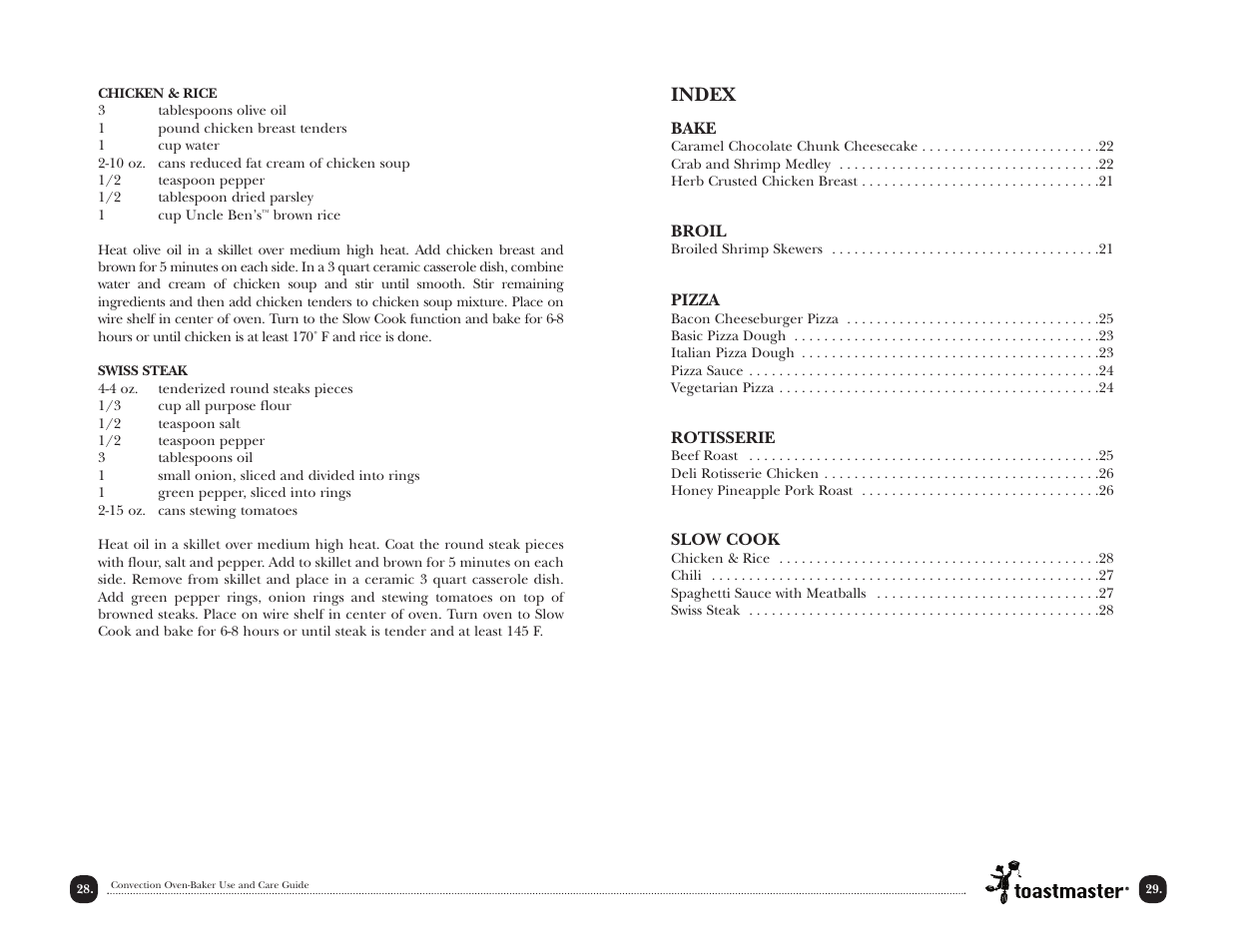 Index | Toastmaster TCOV6RCAN User Manual | Page 29 / 33