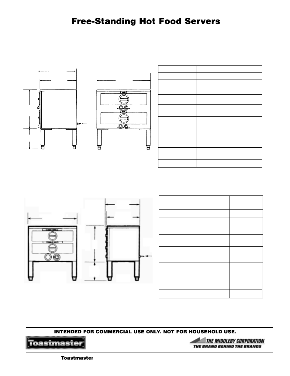 Free-standing hot food servers | Toastmaster 3B82D000T72 User Manual | Page 2 / 2