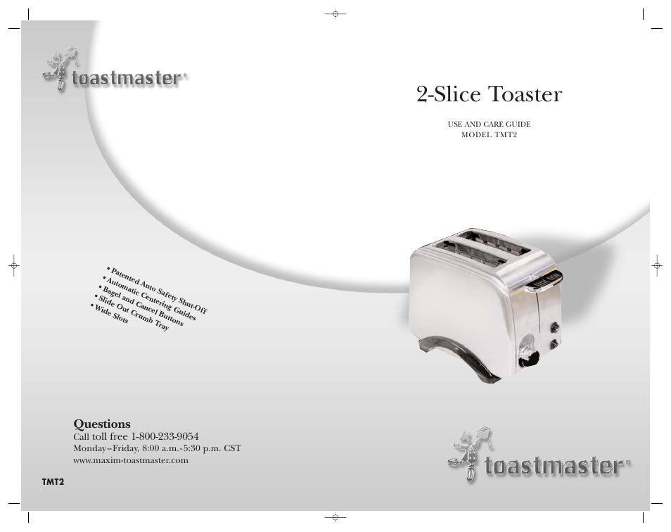 Toastmaster TMT2 User Manual | 14 pages