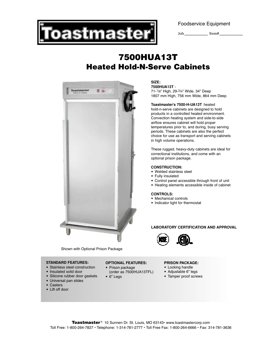 Toastmaster 7500-H-UA13T User Manual | 2 pages