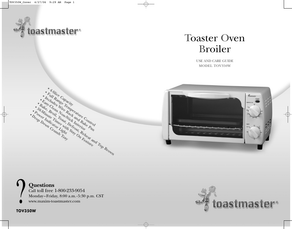 Toastmaster TOV350W User Manual | 22 pages