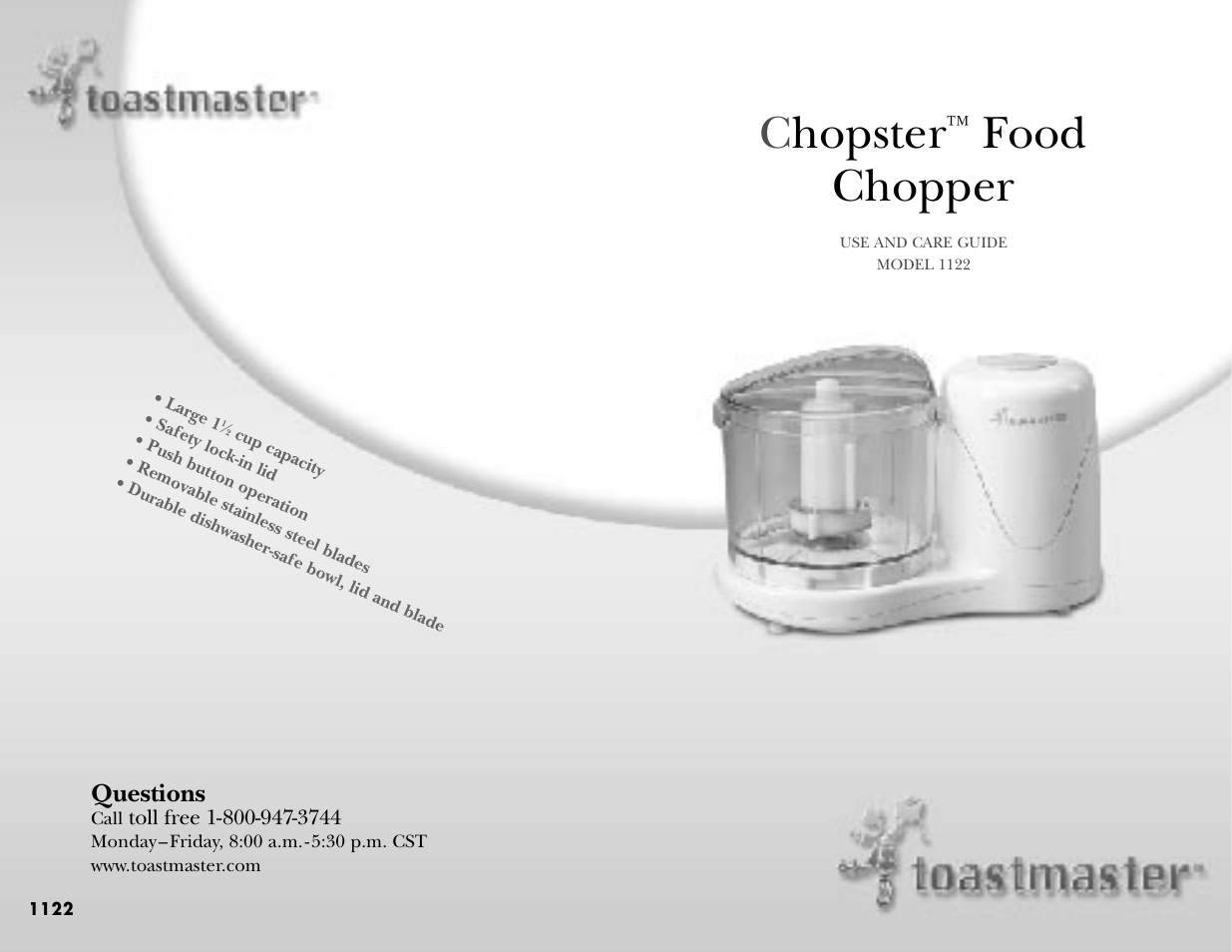 Toastmaster 1122 User Manual | 30 pages