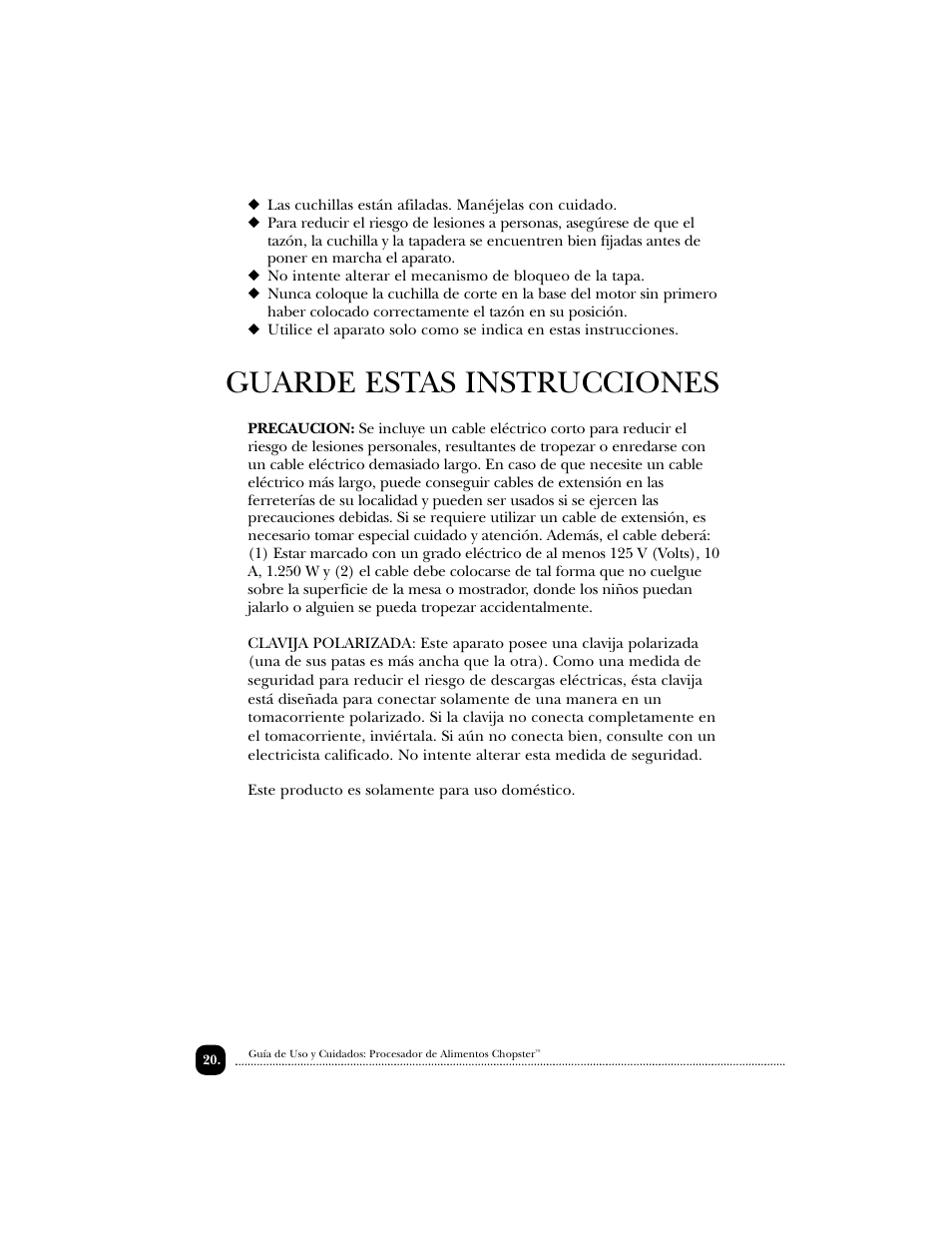 Guarde estas instrucciones | Toastmaster 1122 User Manual | Page 21 / 30