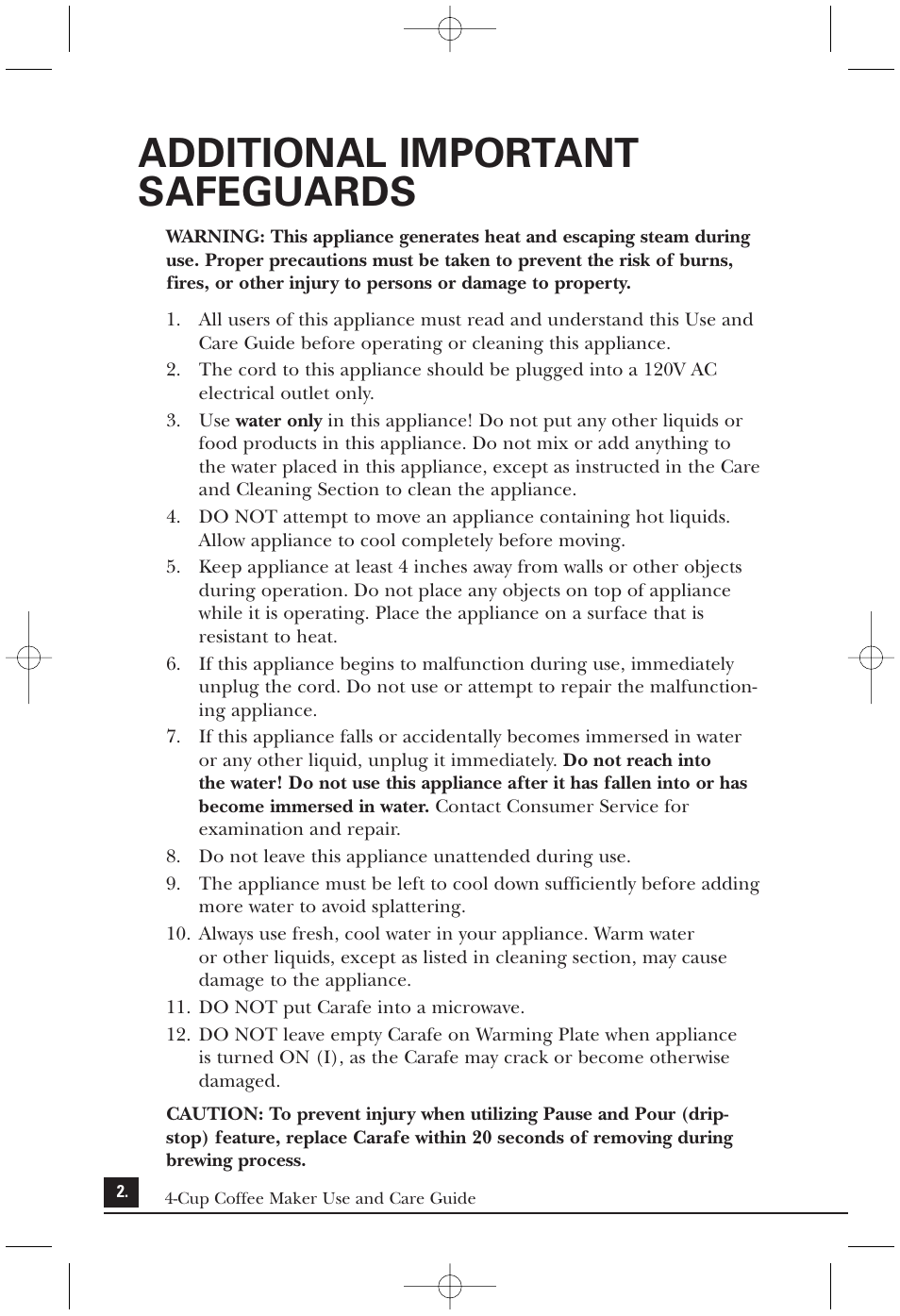 Additional important safeguards | Toastmaster MAXCM4B User Manual | Page 3 / 12