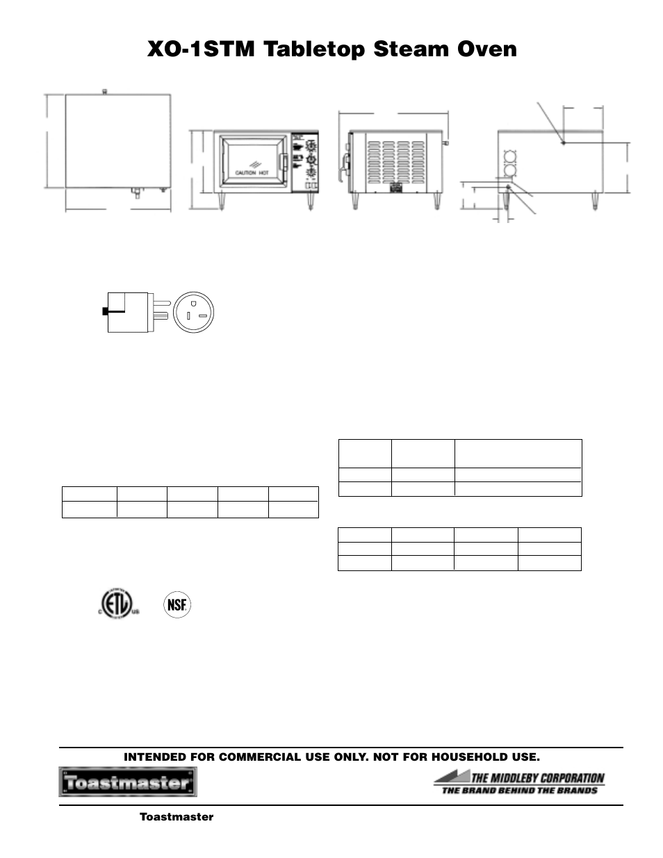 Xo-1stm tabletop steam oven, Toastmaster xo-1stm t abletop steam oven | Toastmaster XO-1STM User Manual | Page 2 / 2