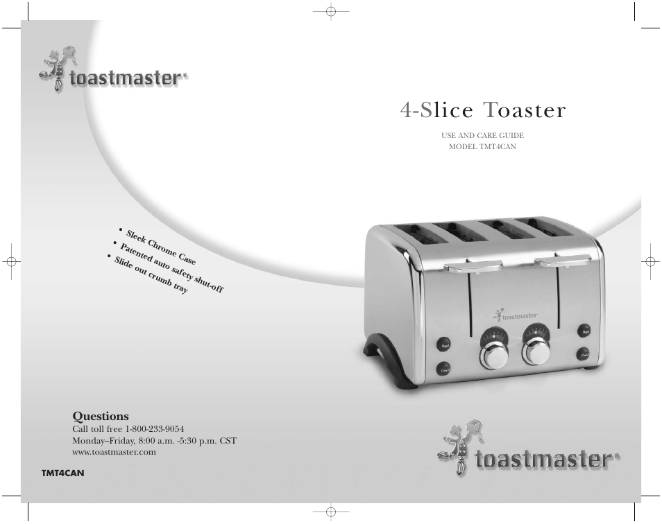 S lice t oaster | Toastmaster TMT4CAN User Manual | Page 15 / 15