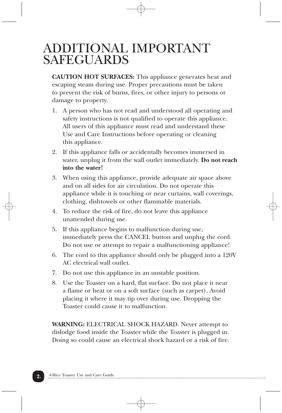 Additional important safeguards | Toastmaster TMT4CAN User Manual | Page 3 / 15