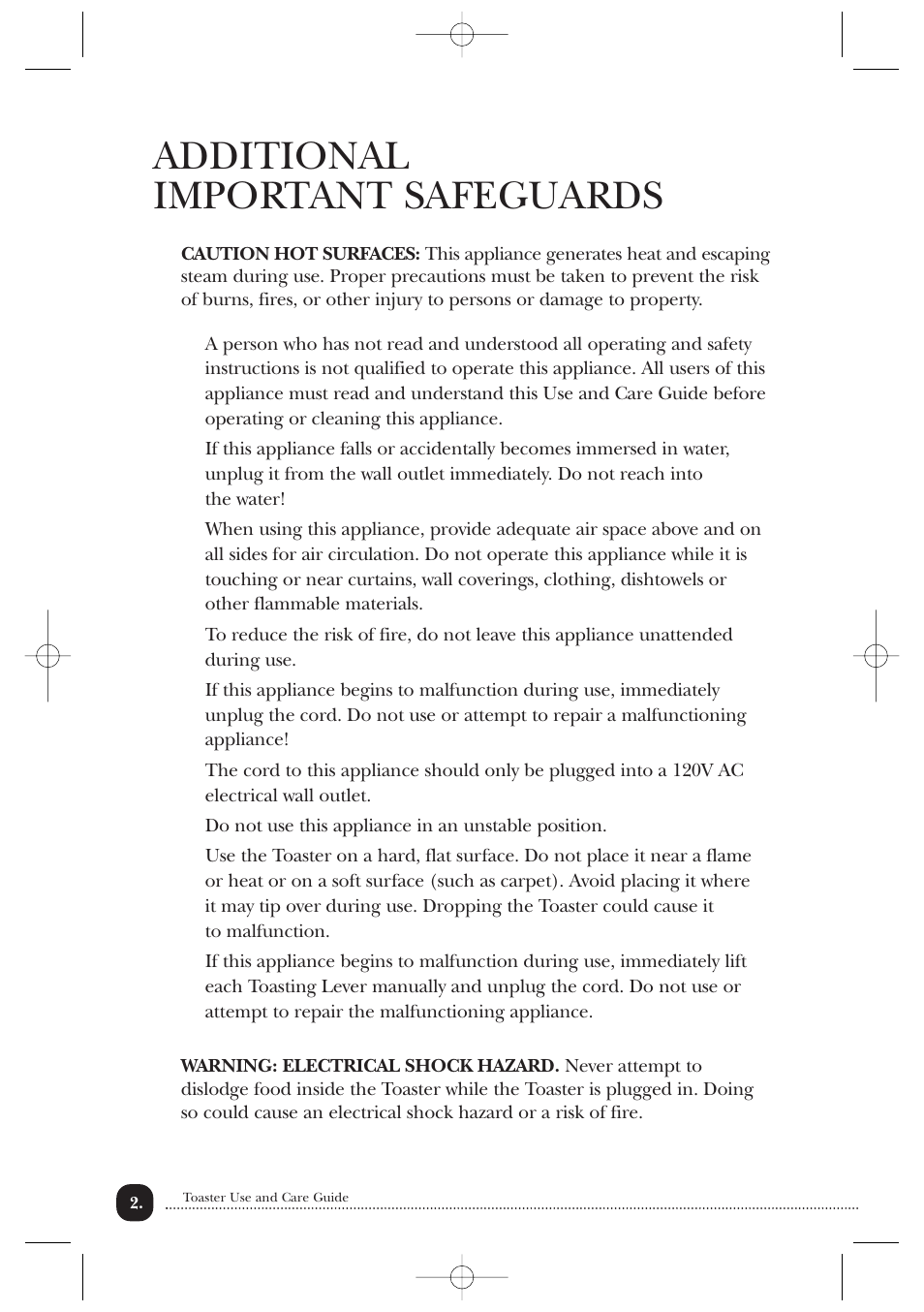 Additional important safeguards | Toastmaster B604AB User Manual | Page 3 / 9