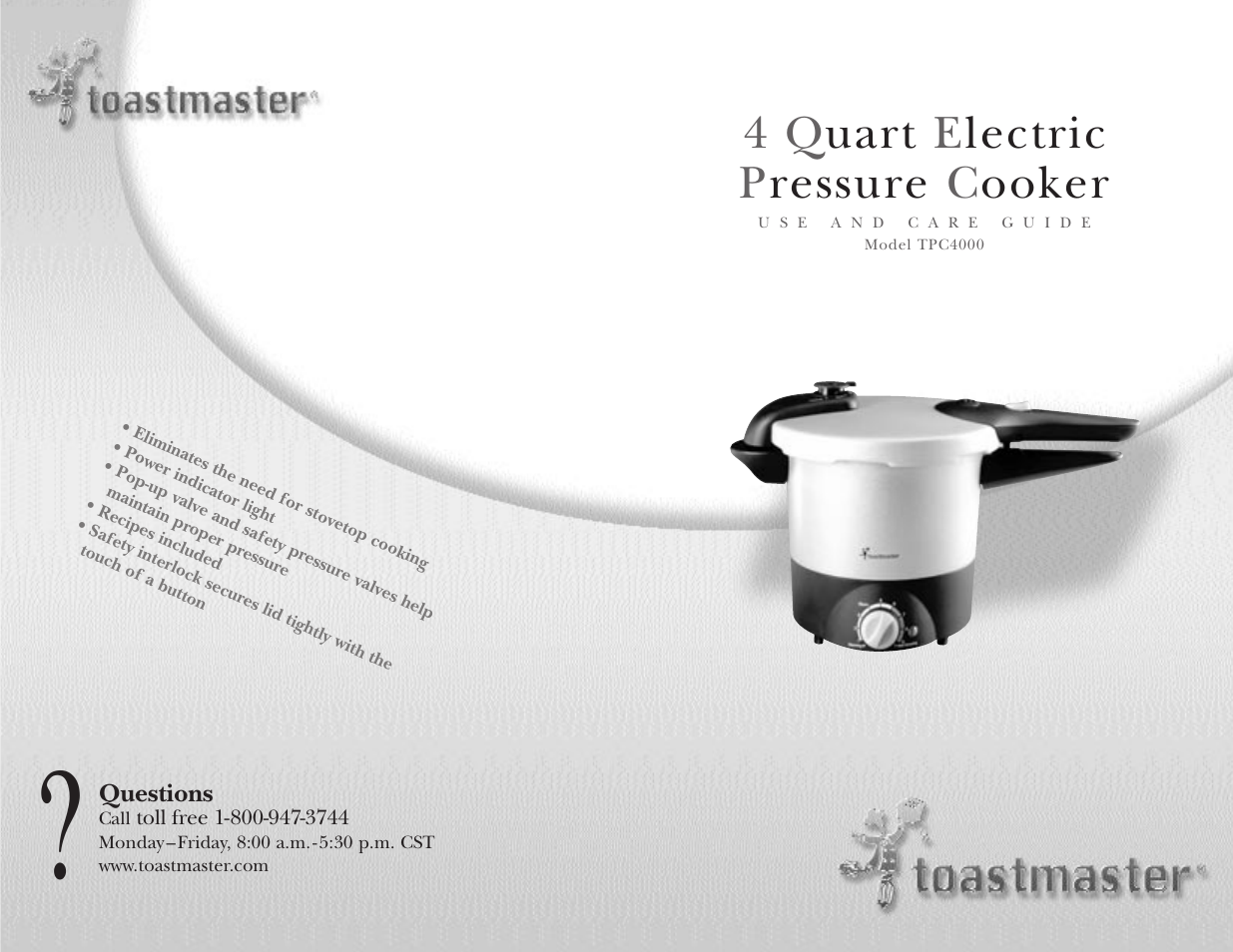 Toastmaster TPC4000 User Manual | 48 pages