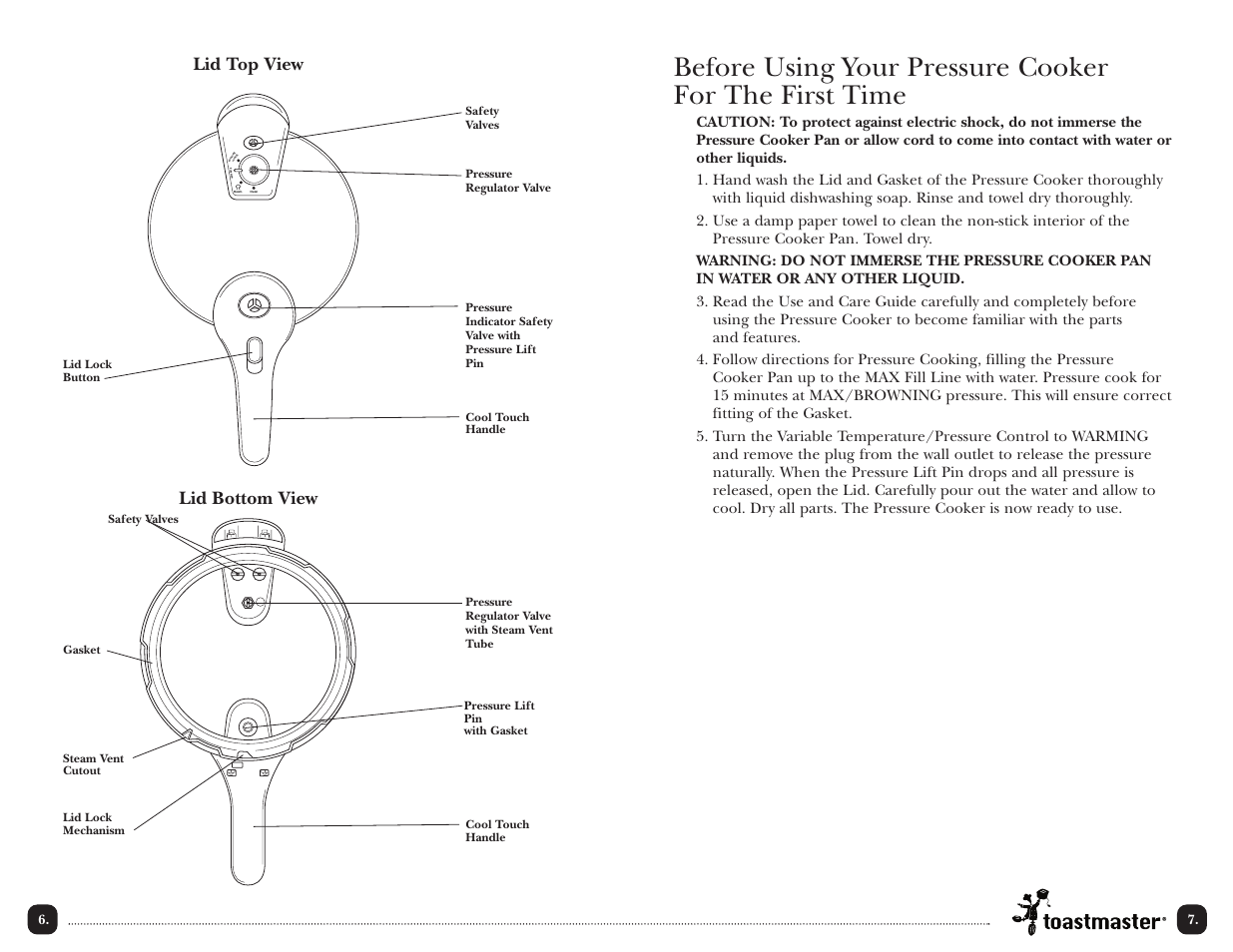 Lid top view lid bottom view | Toastmaster TPC4000 User Manual | Page 8 / 48