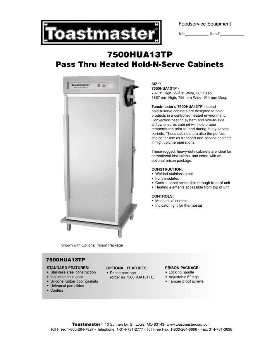 Toastmaster 7500-H-UA13TP User Manual | 2 pages