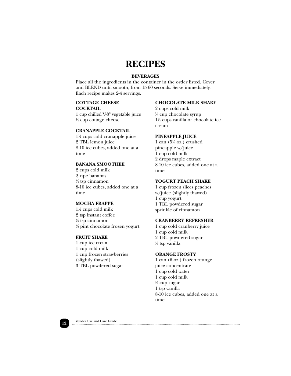 Recipes | Toastmaster EDBL12 User Manual | Page 13 / 26