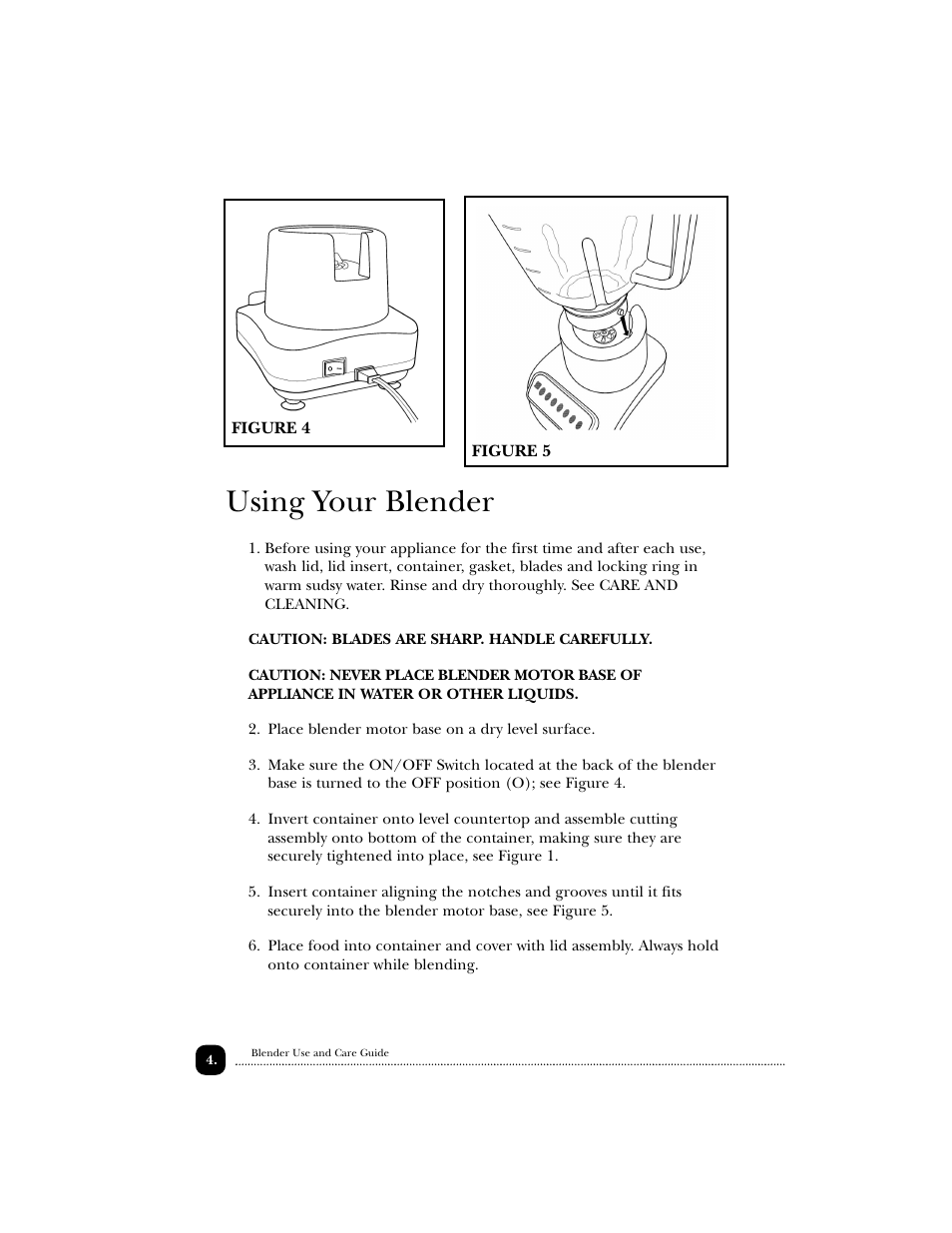 Using your blender | Toastmaster EDBL12 User Manual | Page 5 / 26