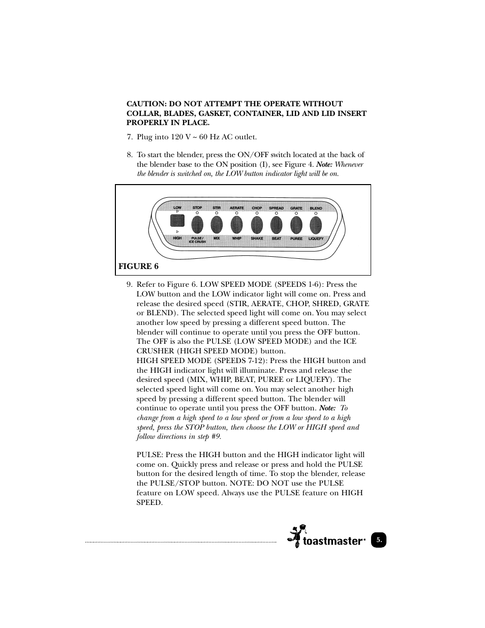 Toastmaster EDBL12 User Manual | Page 6 / 26