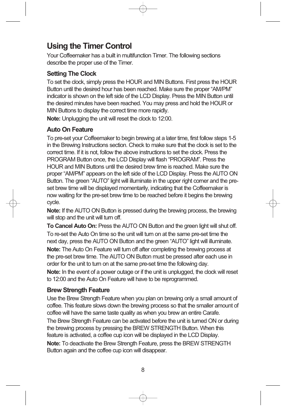 Using the timer control | Toastmaster ME12DPB User Manual | Page 9 / 12